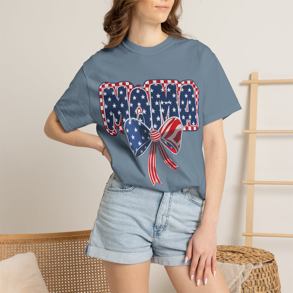 Mama Patriotic T-Shirt — American Flag Bow 4th of July Tee