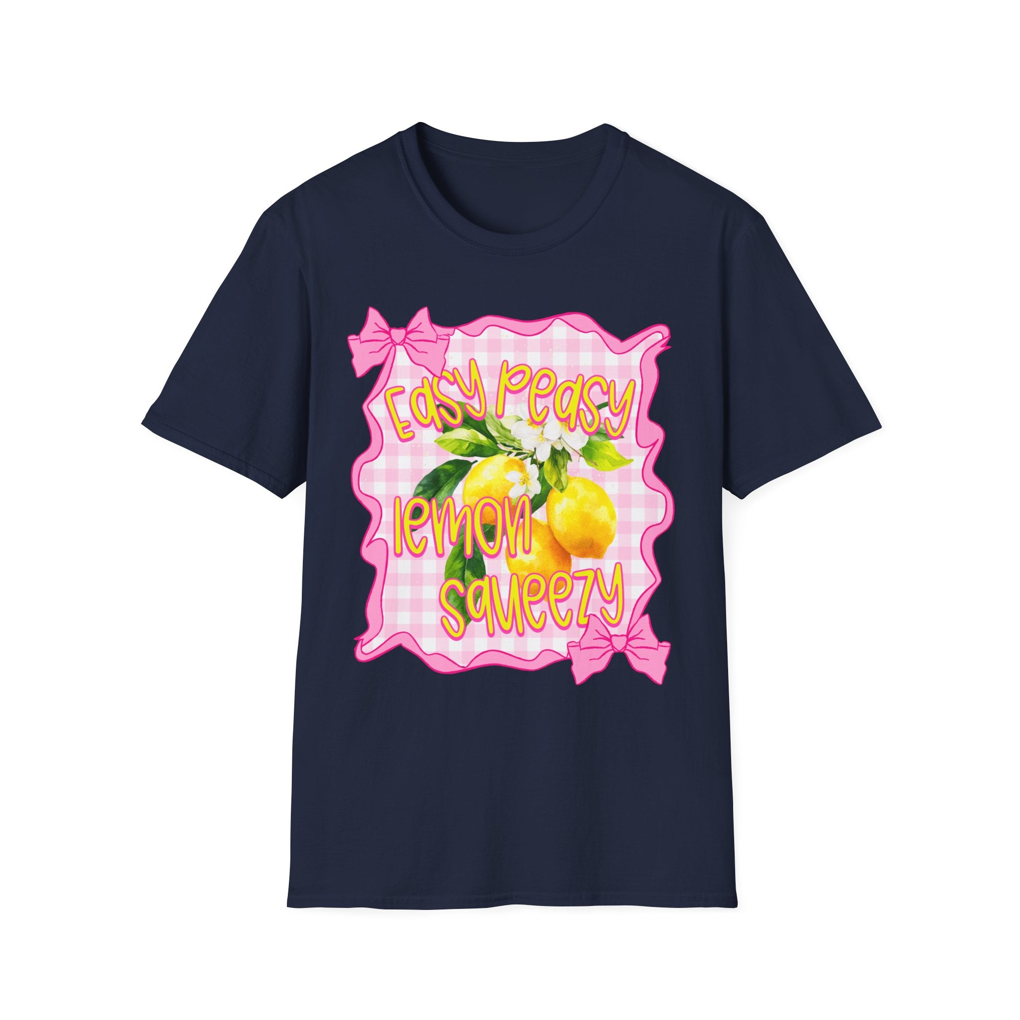 Easy Peasy Lemon Squeezy T-Shirt | Lemon Graphic, Pink Bow Frame