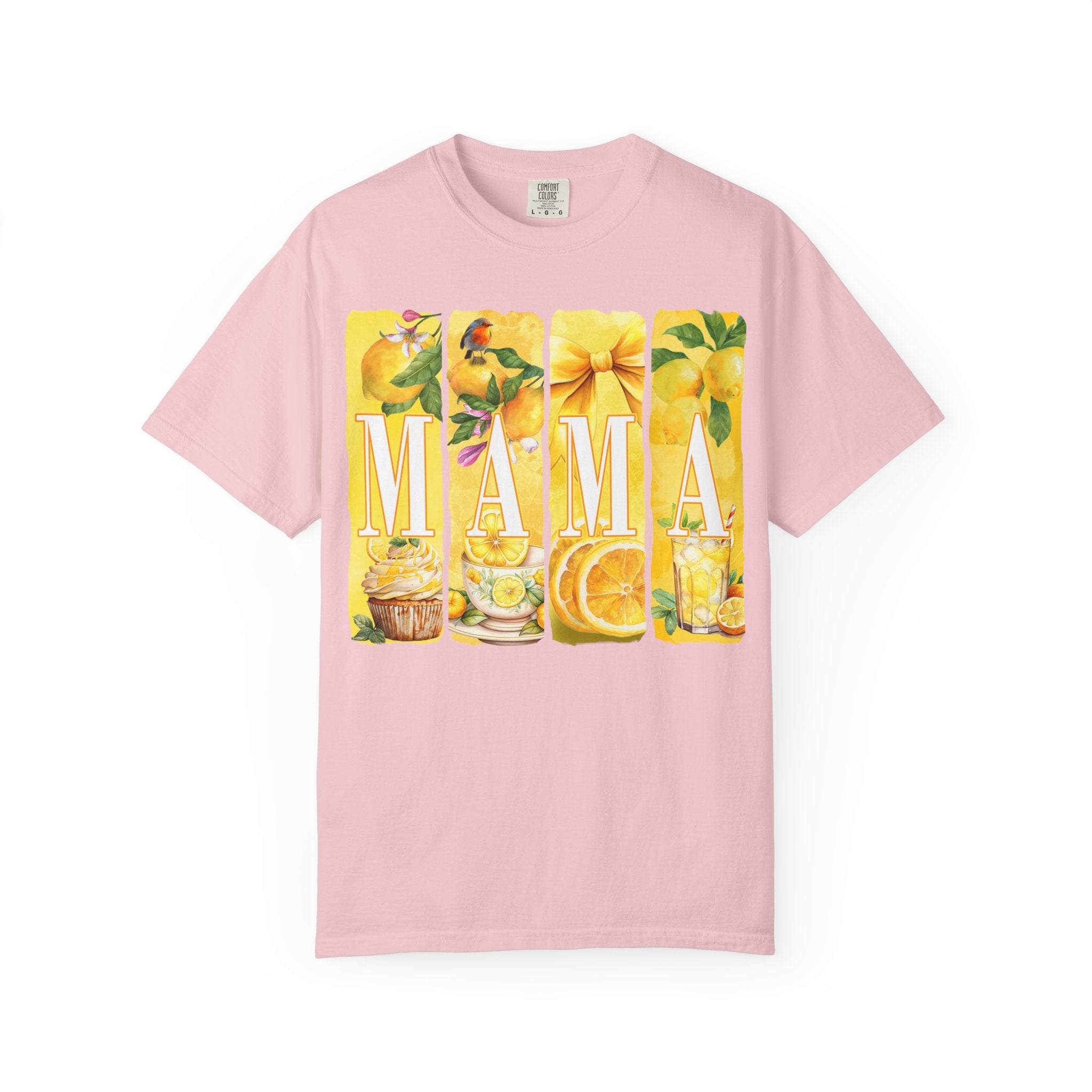 Mama Lemon Floral T-Shirt — Bright Yellow Botanical 'MAMA' Tee for Moms, Mother's Day Gift