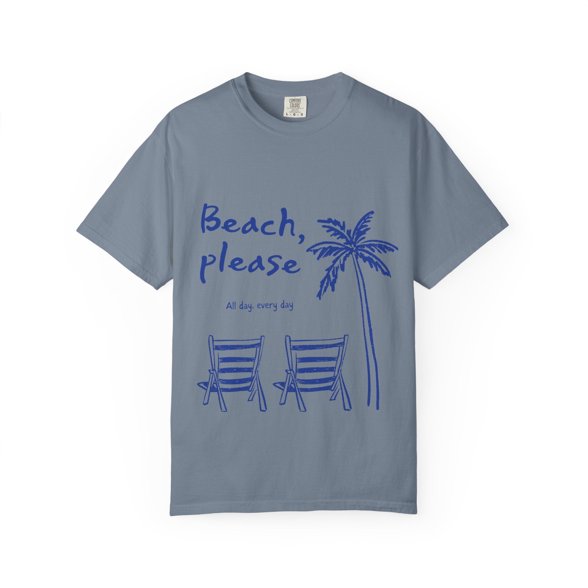 Beach Please T-Shirt — Palm Trees & Chairs Summer Tee
