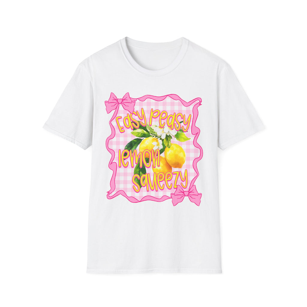 Easy Peasy Lemon Squeezy T-Shirt | Lemon Graphic, Pink Bow Frame