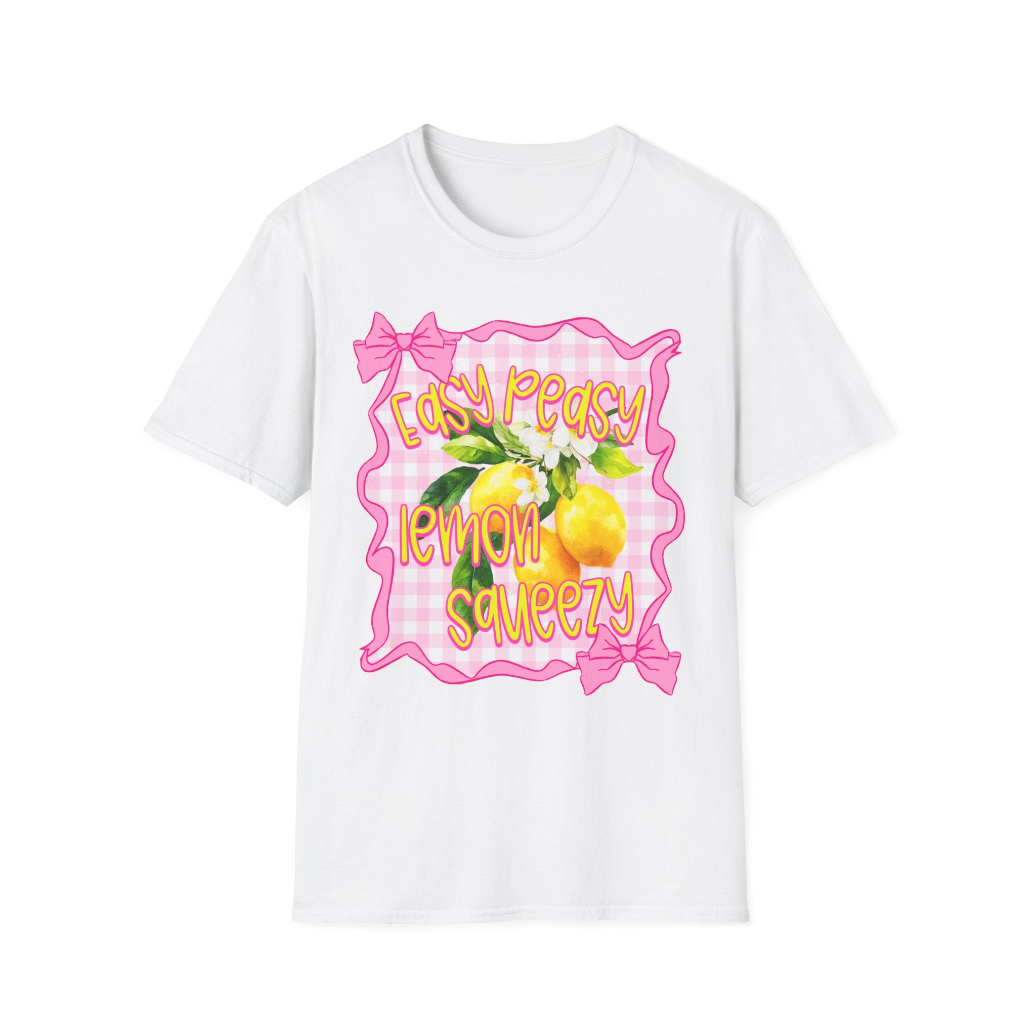 Easy Peasy Lemon Squeezy T-Shirt | Lemon Graphic, Pink Bow Frame