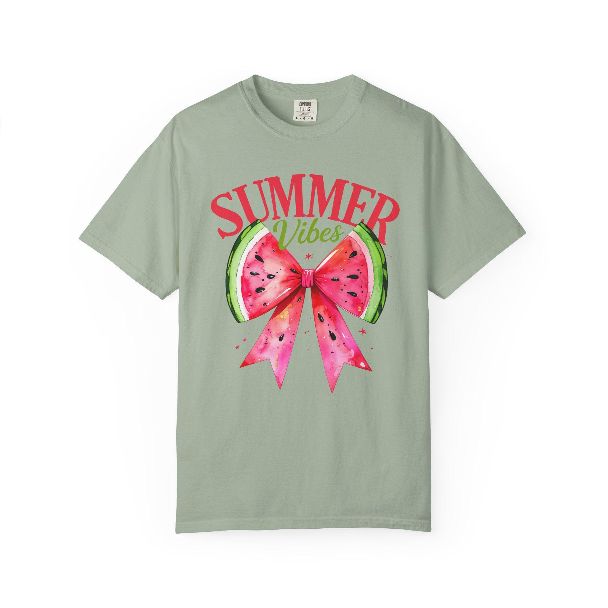 Summer Vibes Watermelon Bow T-Shirt | Tropical Fruit Graphic