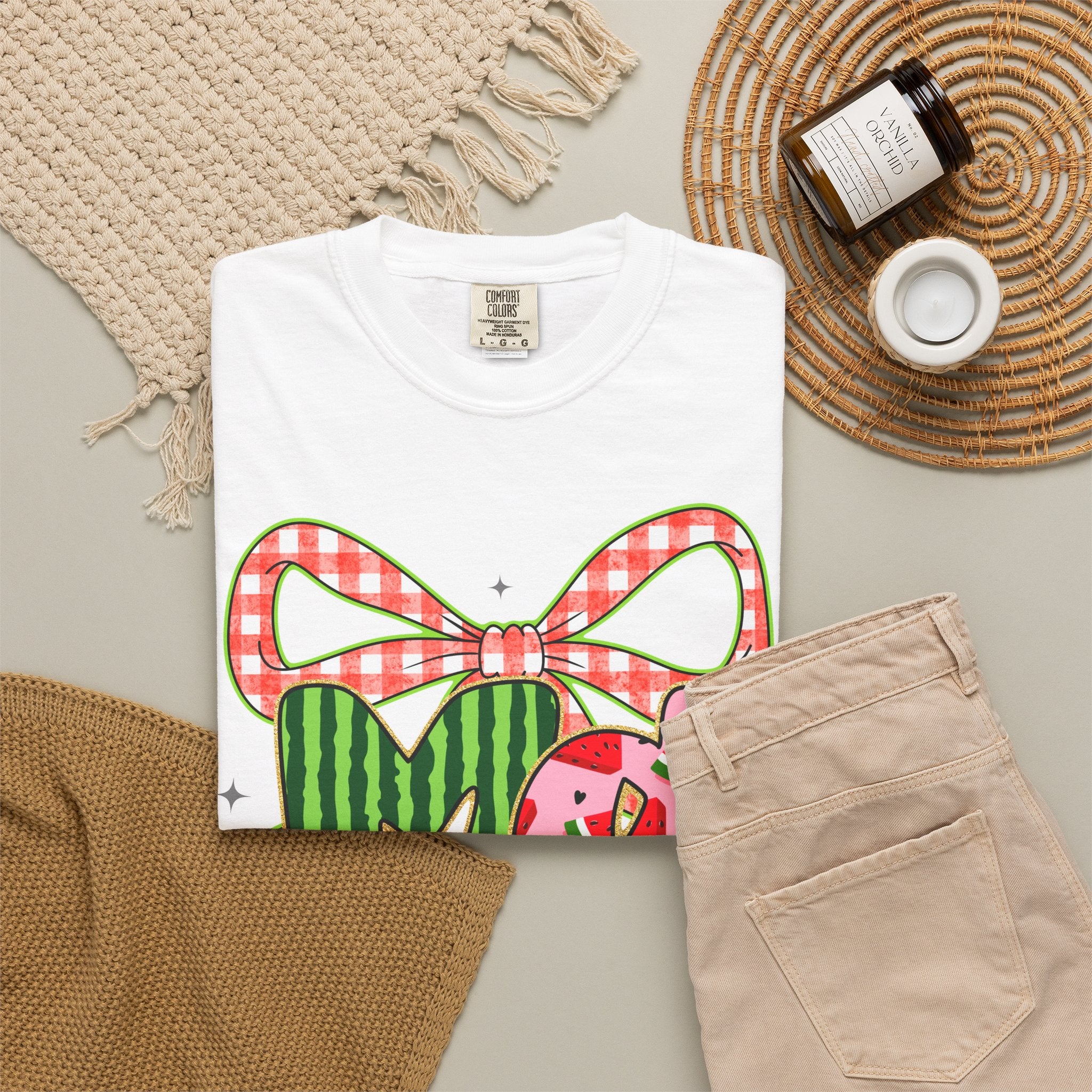 Watermelon Monogram M Initial T-Shirt | Summer Fruit Graphic Tee