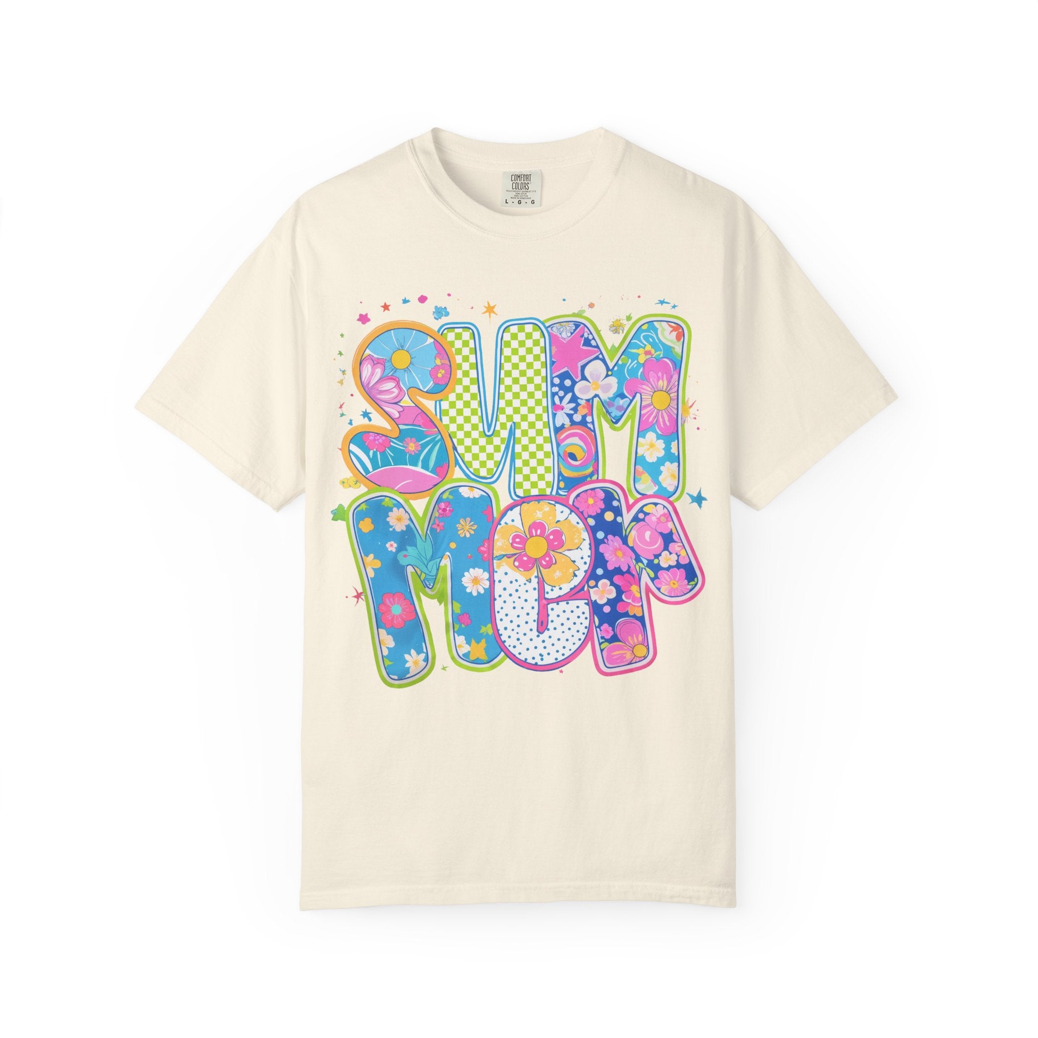 70s Retro 'Summer' Psychedelic Text T-Shirt | Flower Power, Bright Colors