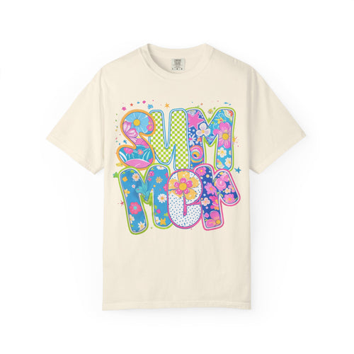 70s Retro 'Summer' Psychedelic Text T-Shirt | Flower Power, Bright Colors
