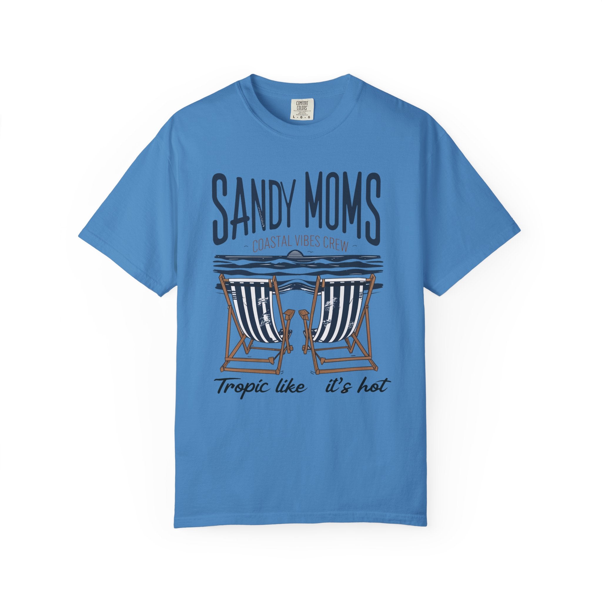 Sandy Moms Beach T-Shirt – Coastal Vibes, Deck Chair Graphic