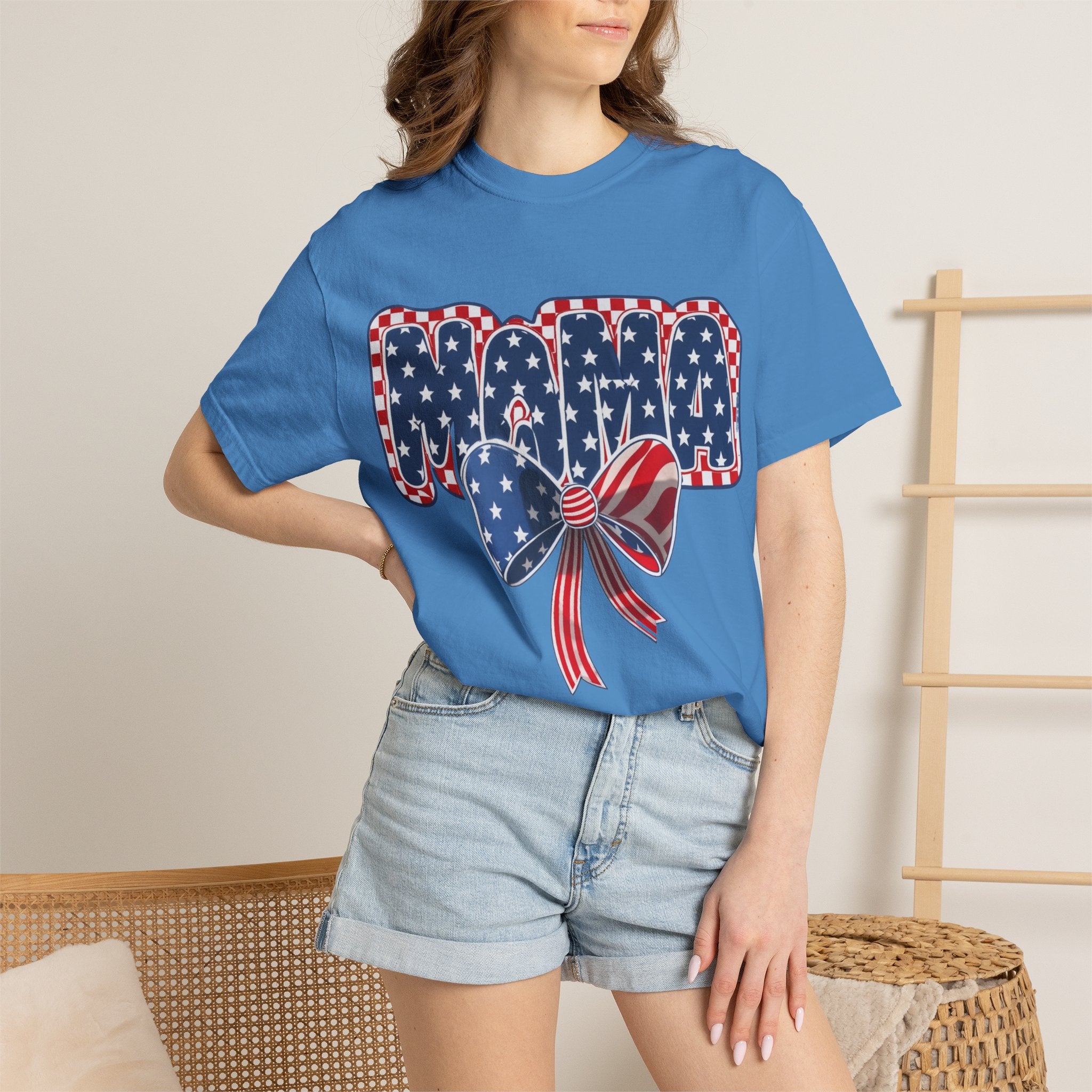 Mama Patriotic T-Shirt — American Flag Bow 4th of July Tee