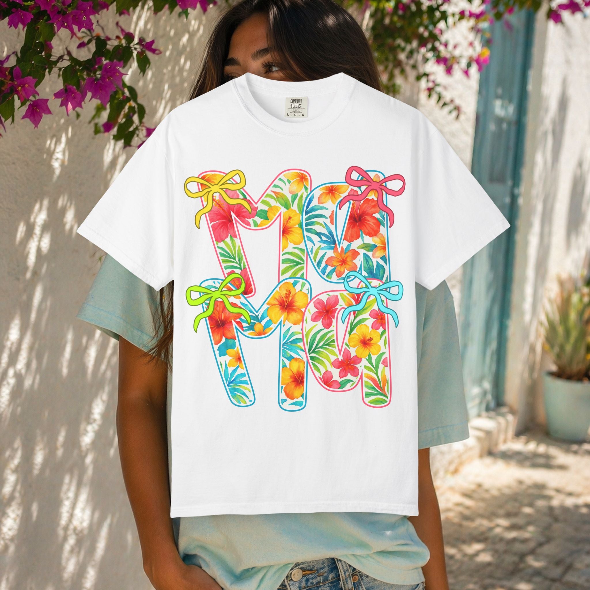 Floral Hawaiian M&M Graphic T-Shirt | Tropical Letterprint Tee