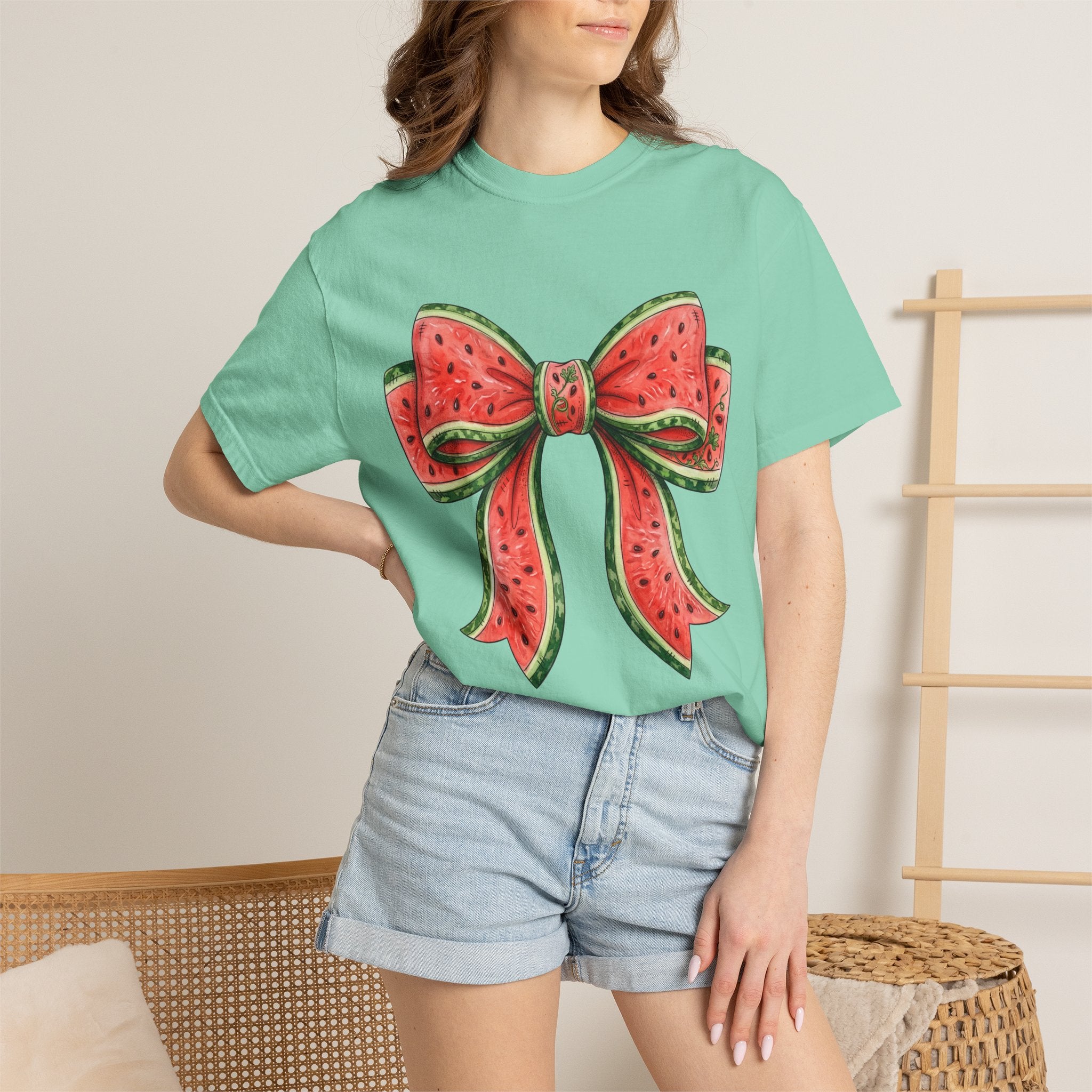 Watermelon Bow T-Shirt | Summer Fruit Graphic