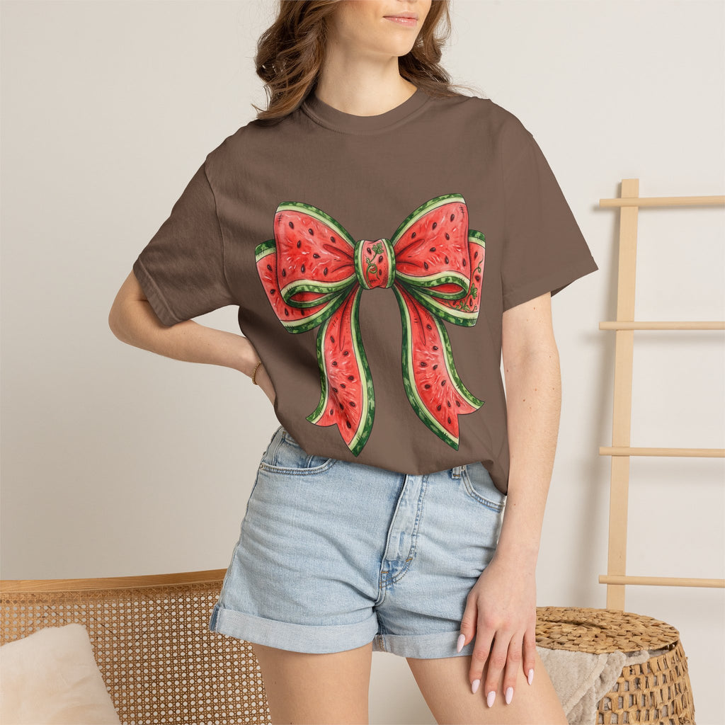 Watermelon Bow T-Shirt | Summer Fruit Graphic