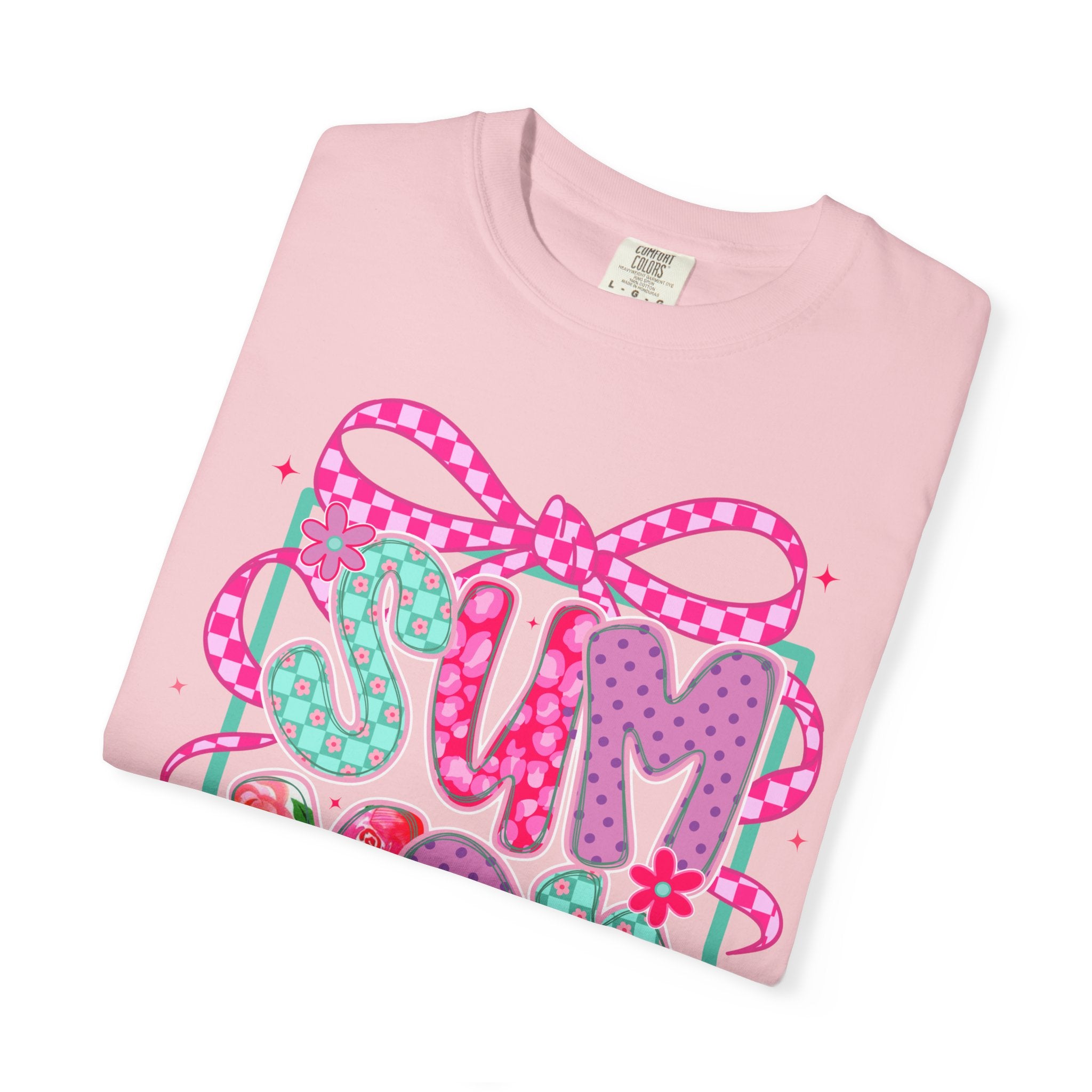 Summertime Vibes T-shirt | Colorful Floral Lettering, Bow & Ribbons