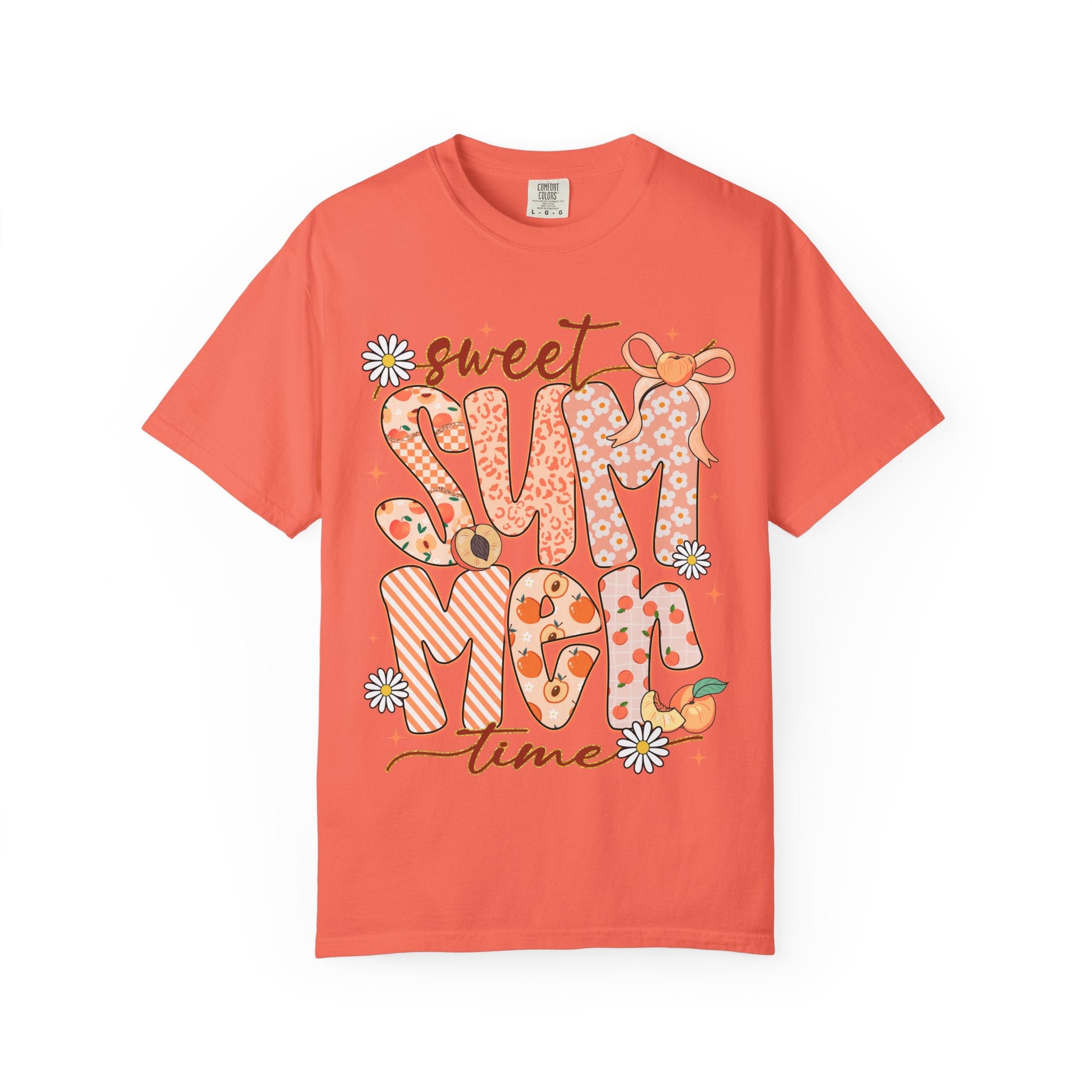 Sweet Summertime T-Shirt — Retro Peach Daisy Graphic