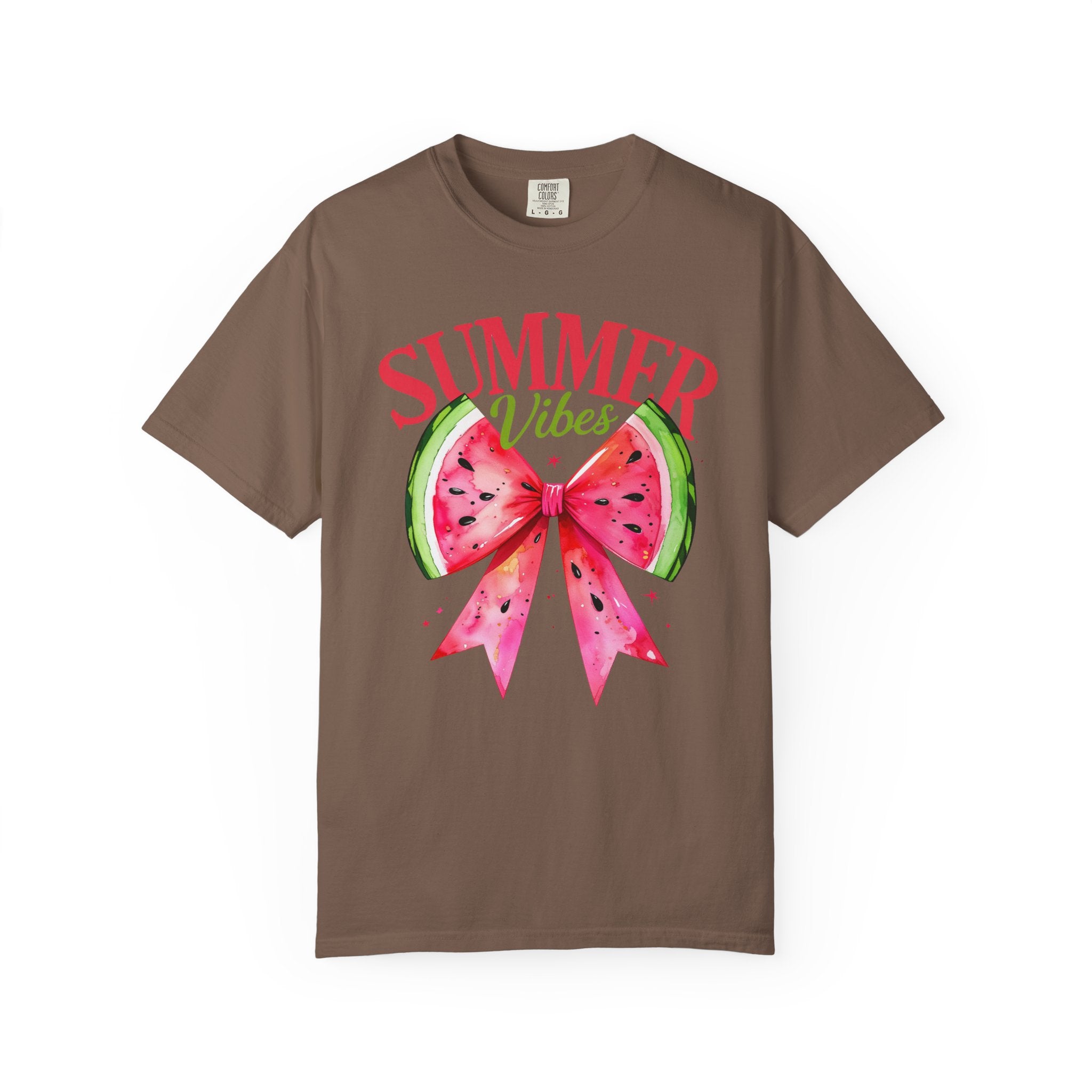 Summer Vibes Watermelon Bow T-Shirt | Tropical Fruit Graphic