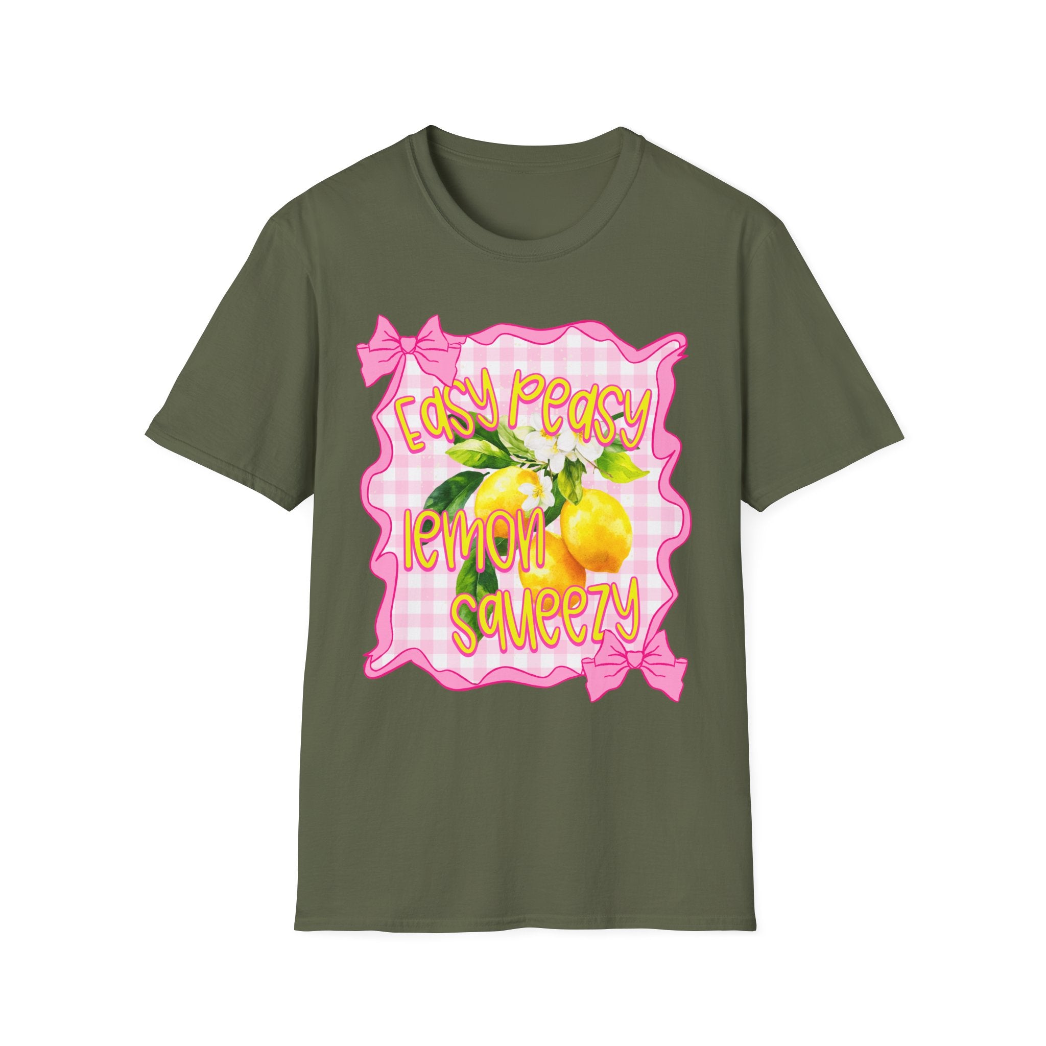 Easy Peasy Lemon Squeezy T-Shirt | Lemon Graphic, Pink Bow Frame