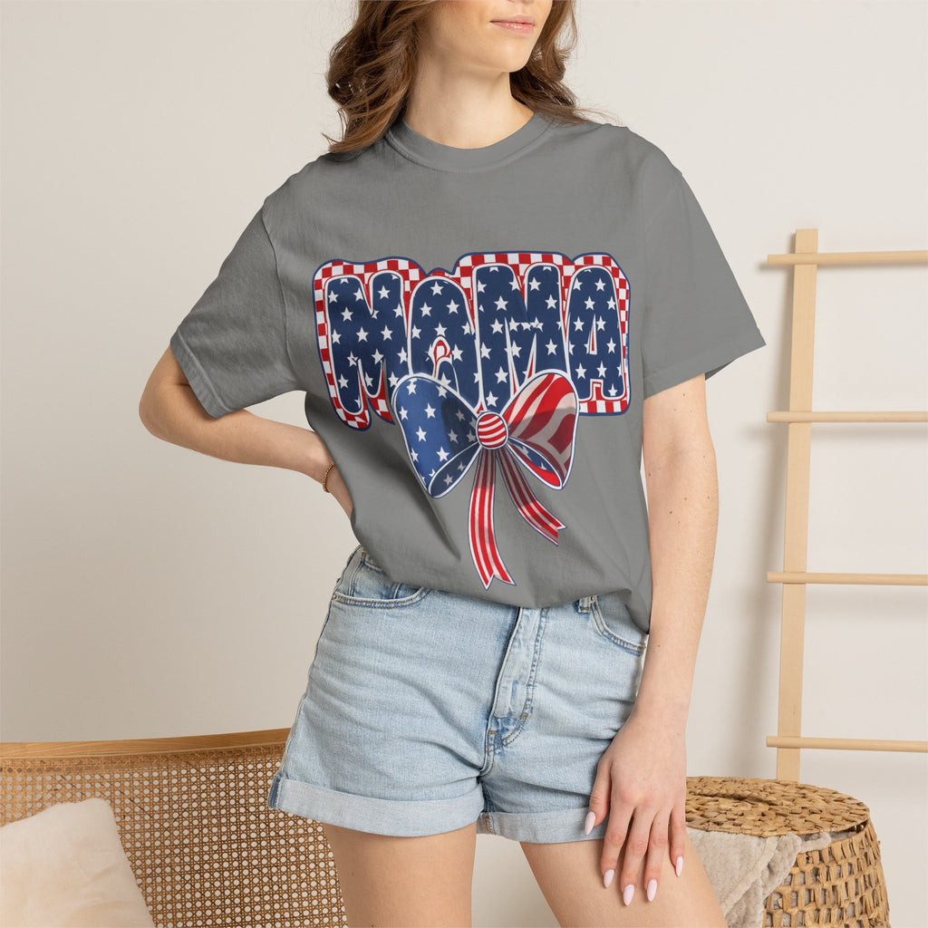 Mama Patriotic T-Shirt — American Flag Bow 4th of July Tee