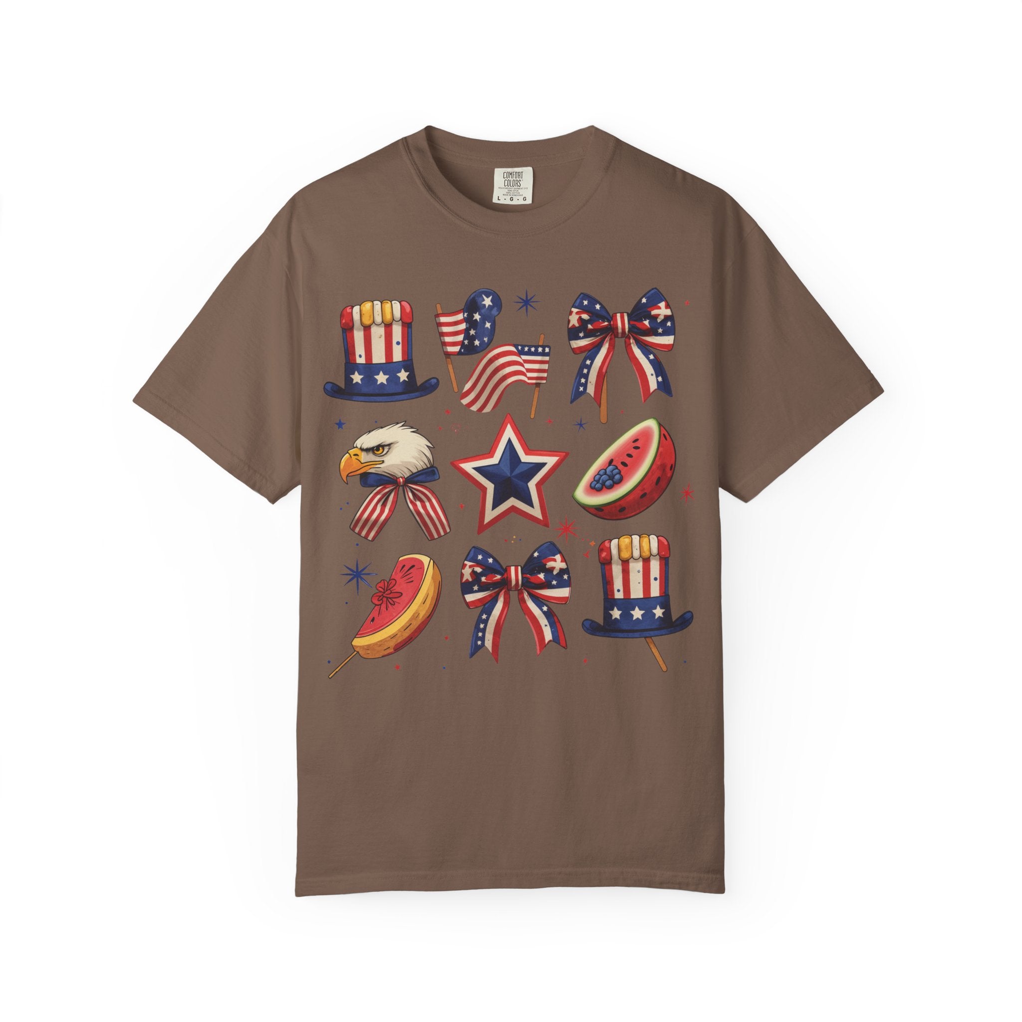 Patriotic Icons T-Shirt — 4th of July American Flag & Eagle Graphic