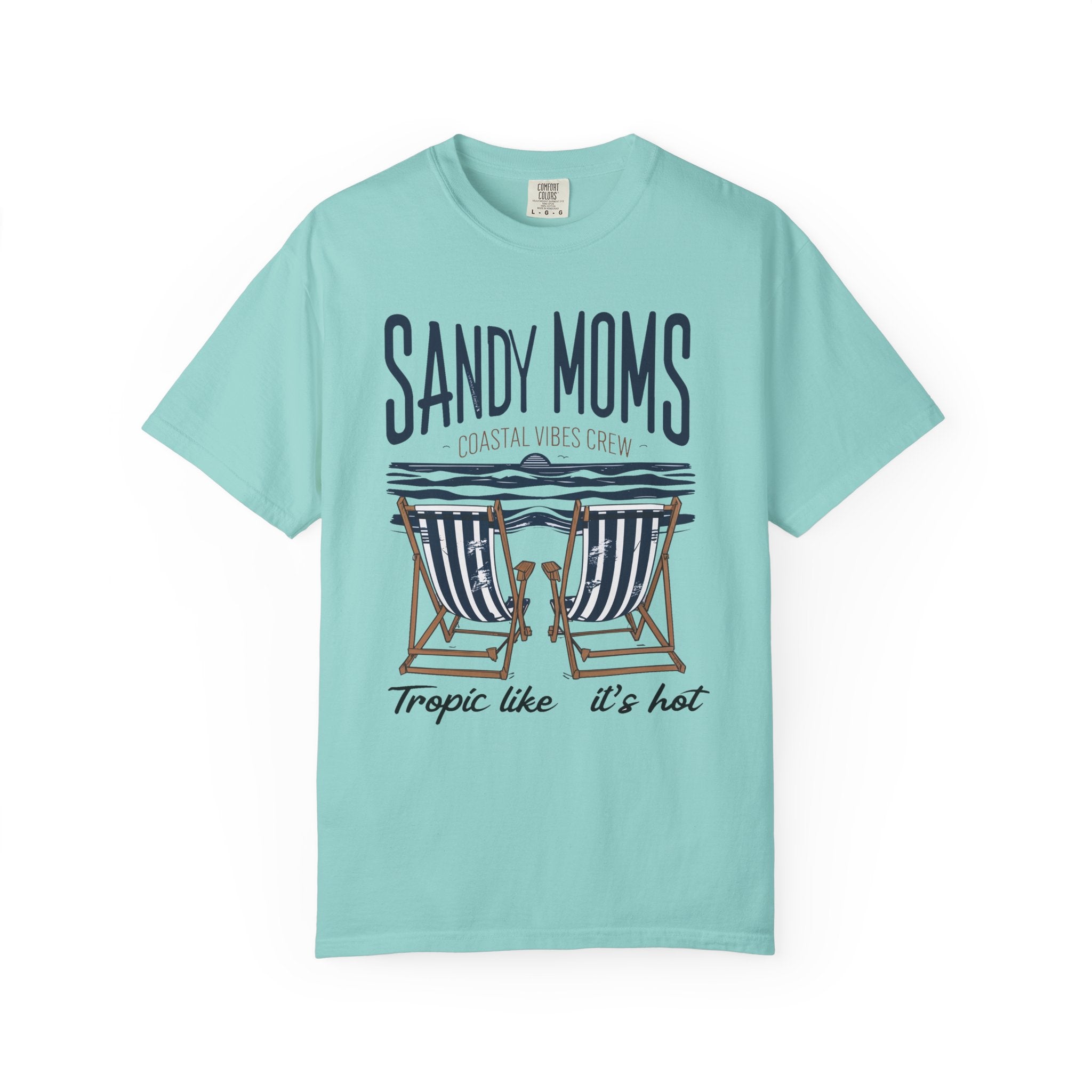 Sandy Moms Beach T-Shirt – Coastal Vibes, Deck Chair Graphic