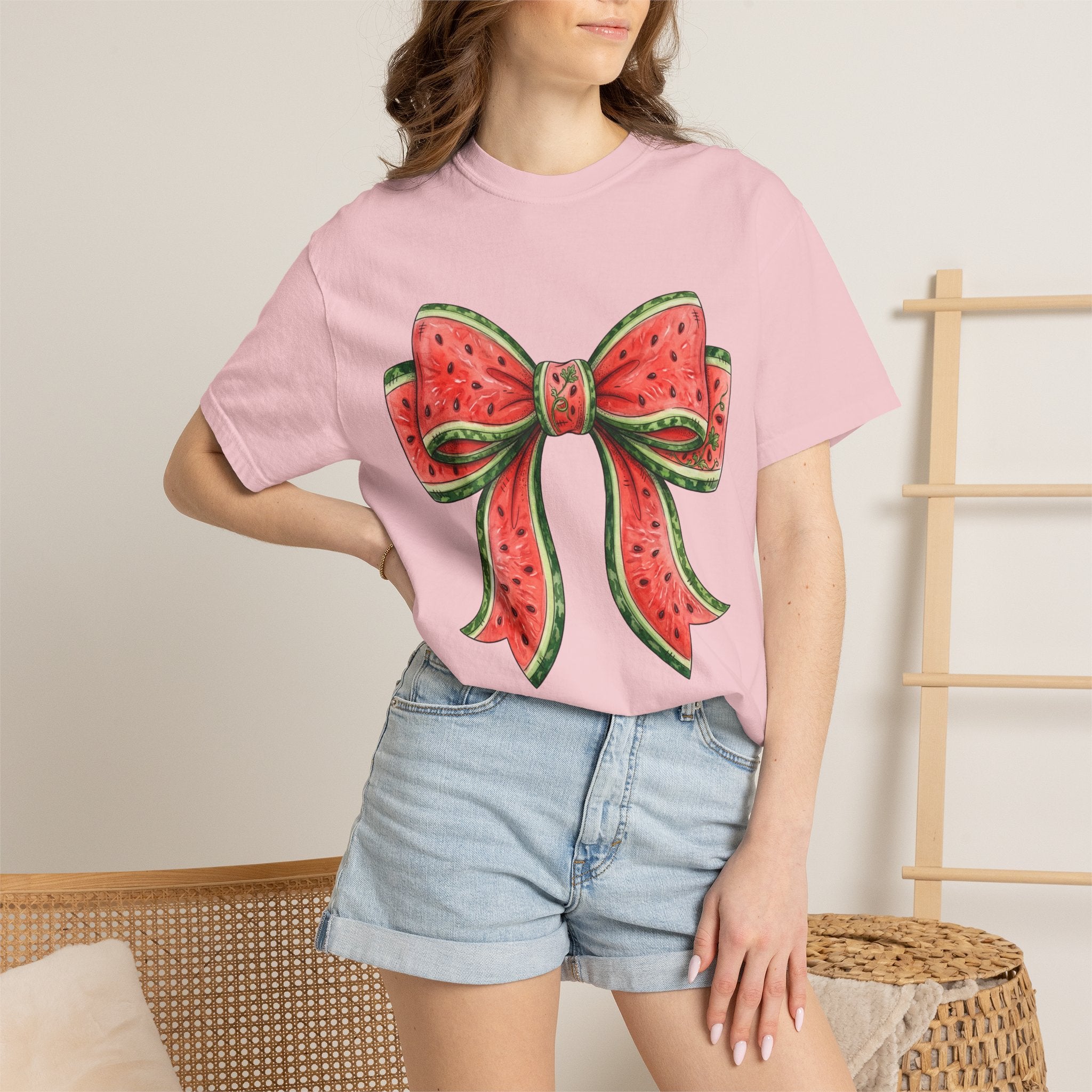 Watermelon Bow T-Shirt | Summer Fruit Graphic