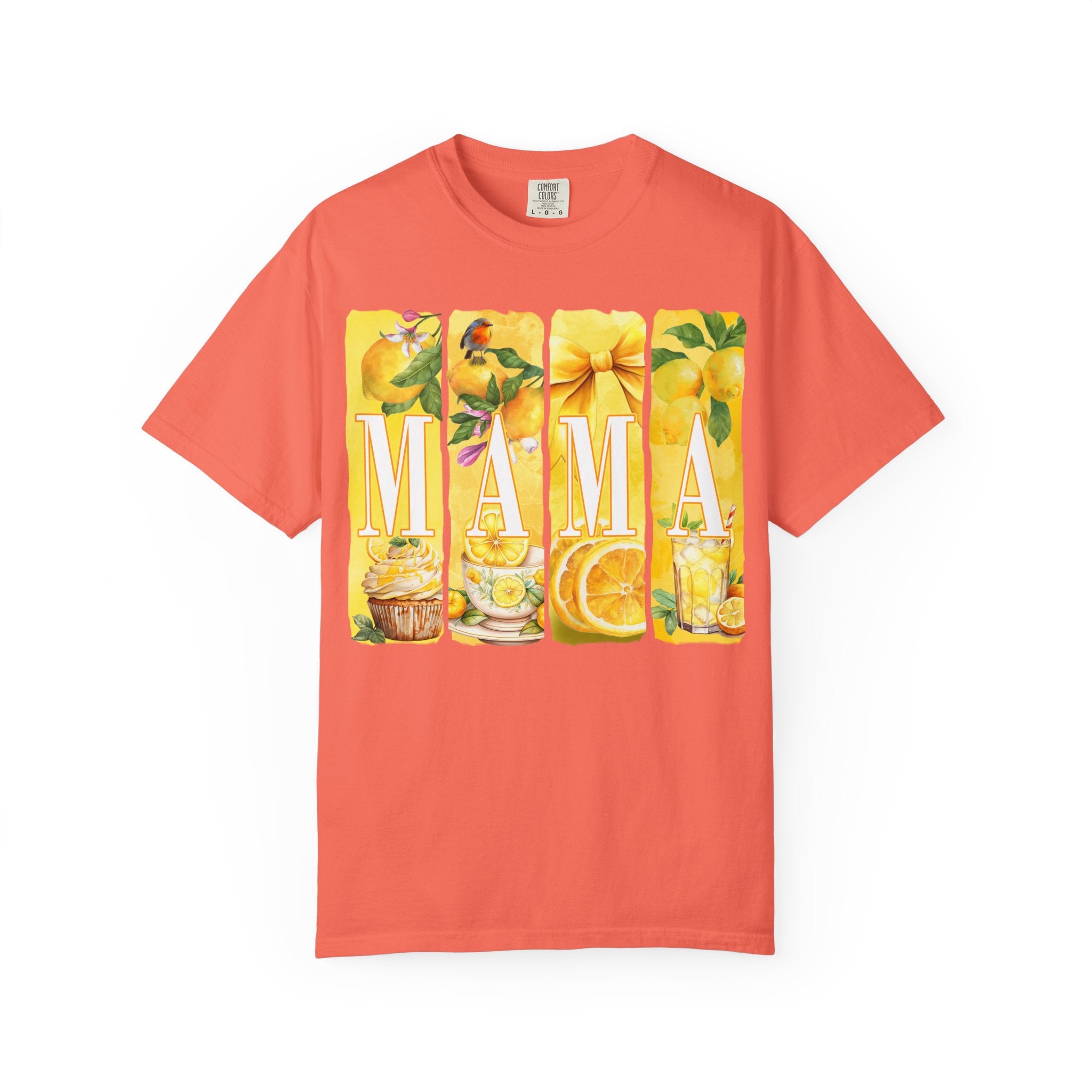 Mama Lemon Floral T-Shirt — Bright Yellow Botanical 'MAMA' Tee for Moms, Mother's Day Gift