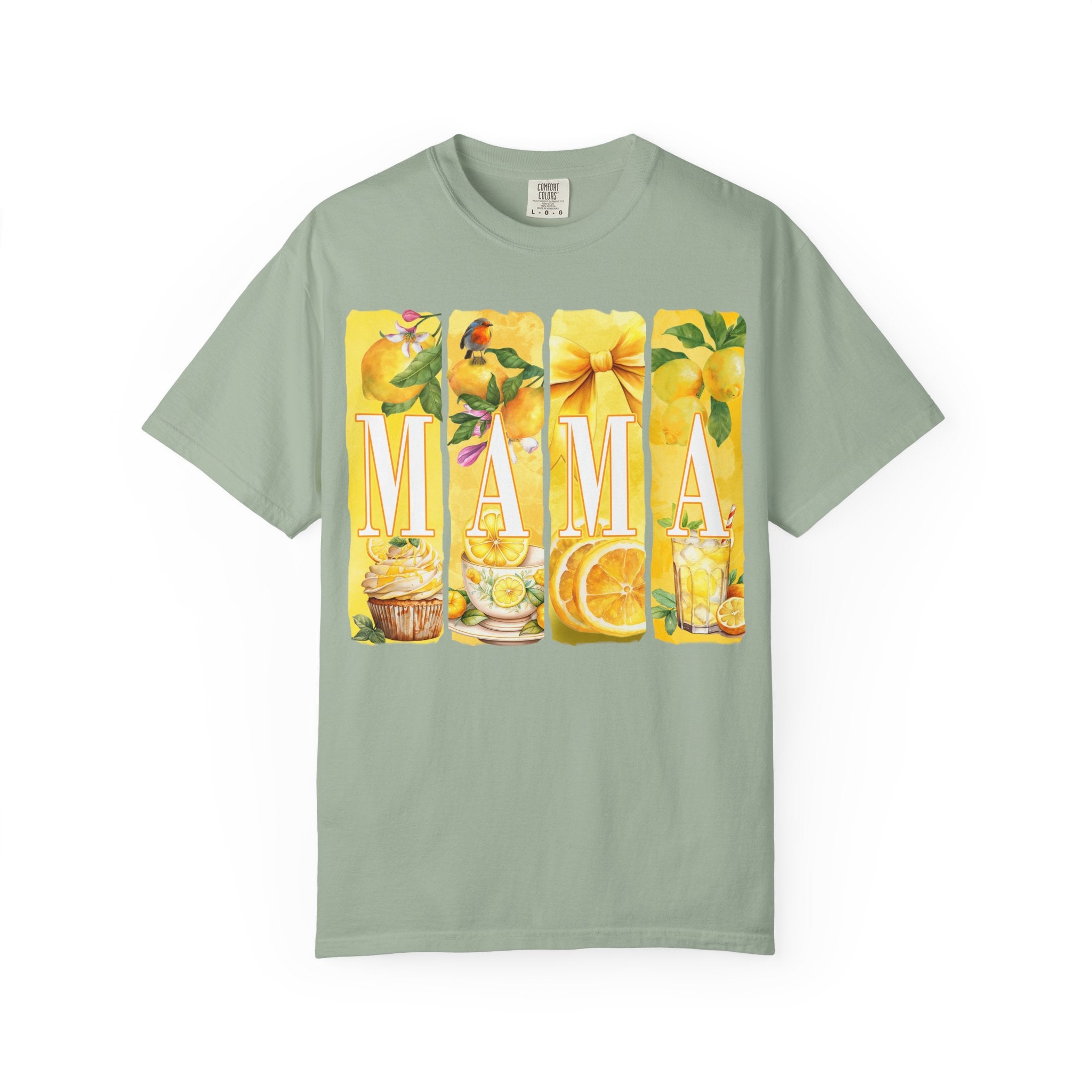 Mama Lemon Floral T-Shirt — Bright Yellow Botanical 'MAMA' Tee for Moms, Mother's Day Gift