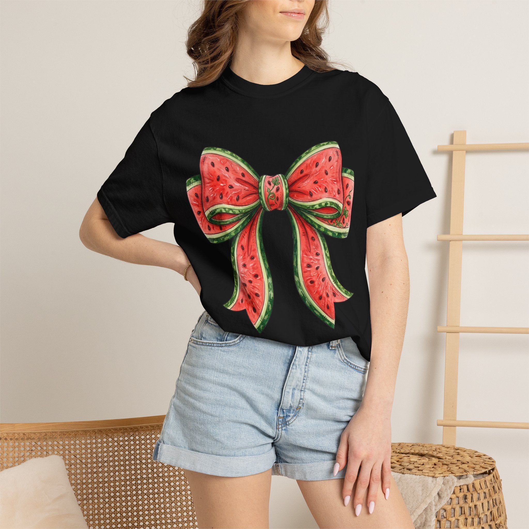 Watermelon Bow T-Shirt | Summer Fruit Graphic