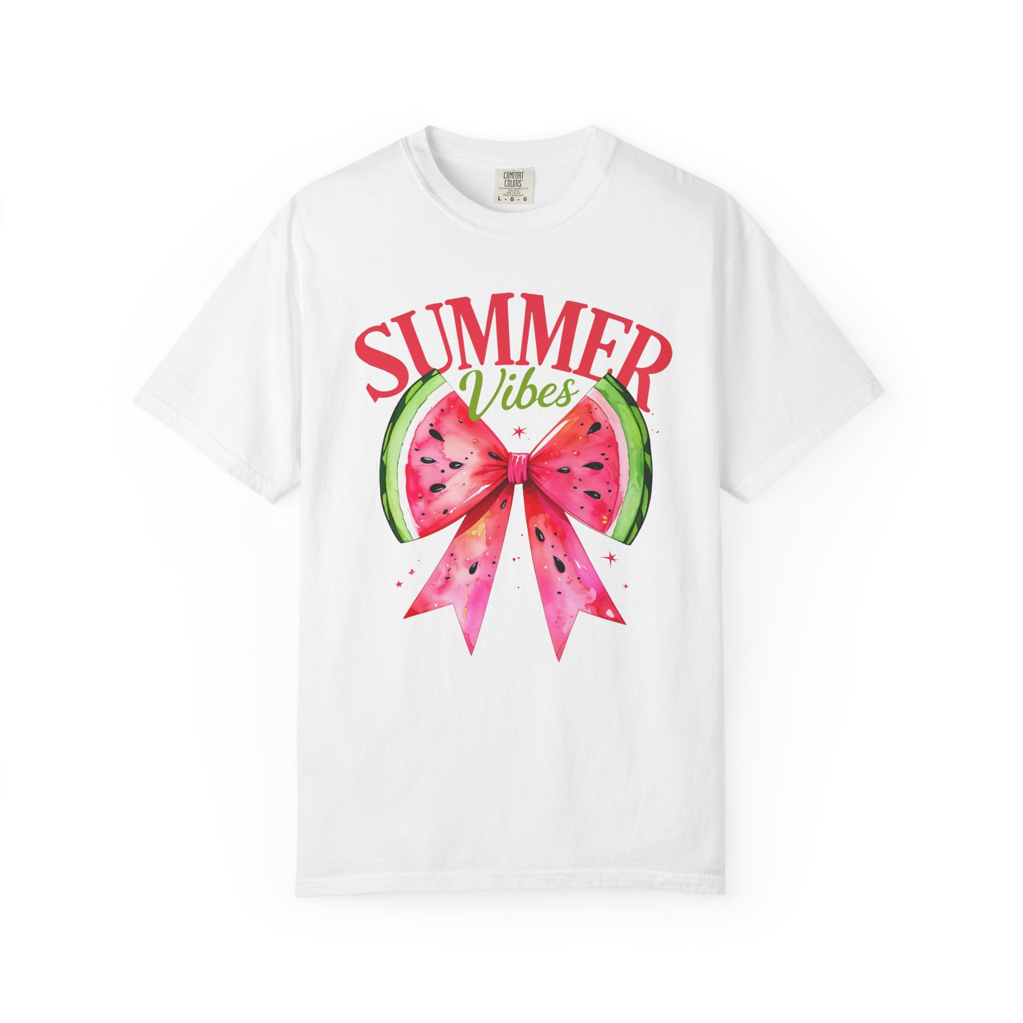 Summer Vibes Watermelon Bow T-Shirt | Tropical Fruit Graphic