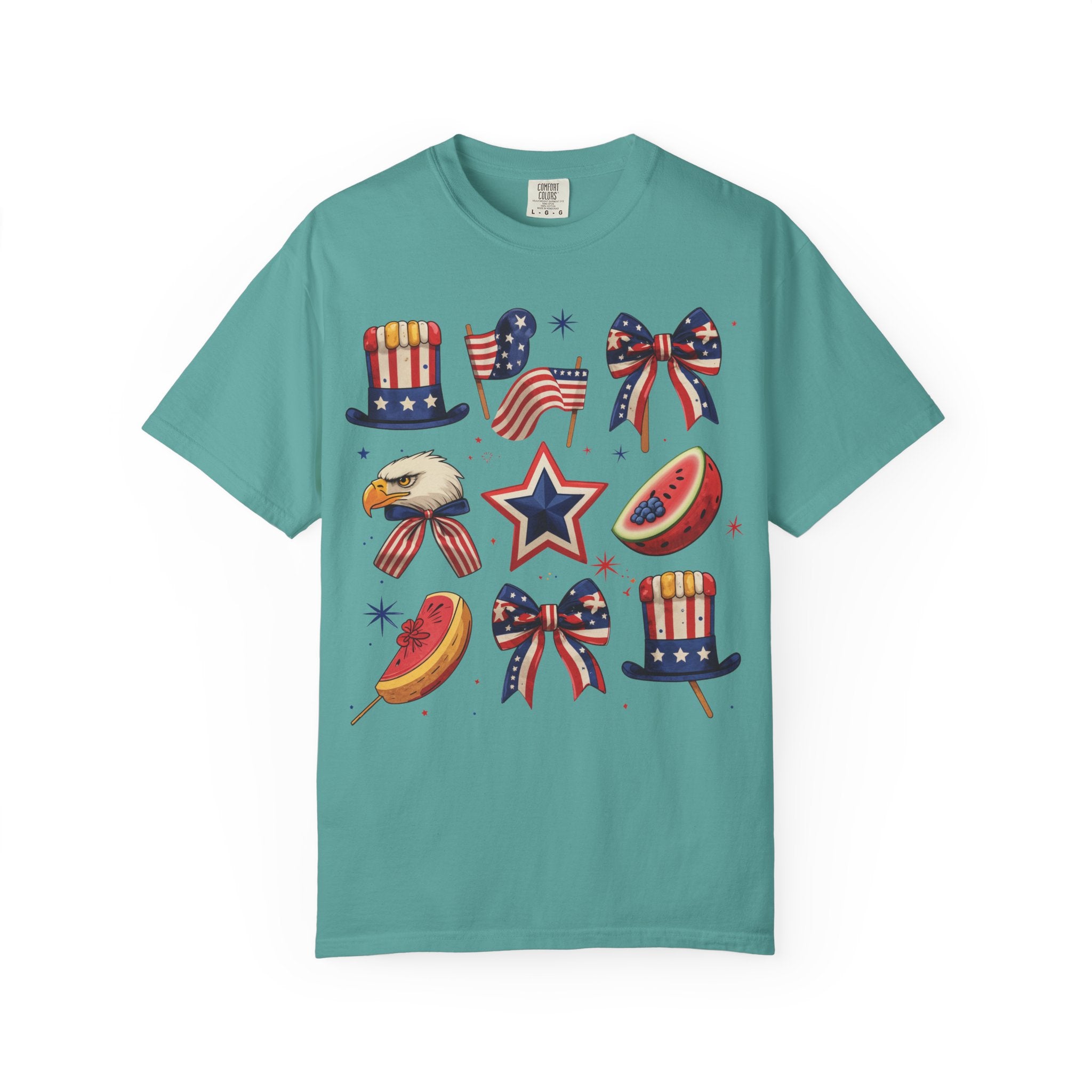 Patriotic Icons T-Shirt — 4th of July American Flag & Eagle Graphic