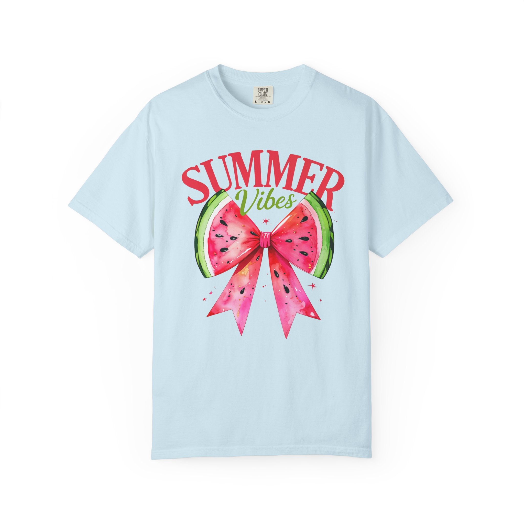 Summer Vibes Watermelon Bow T-Shirt | Tropical Fruit Graphic