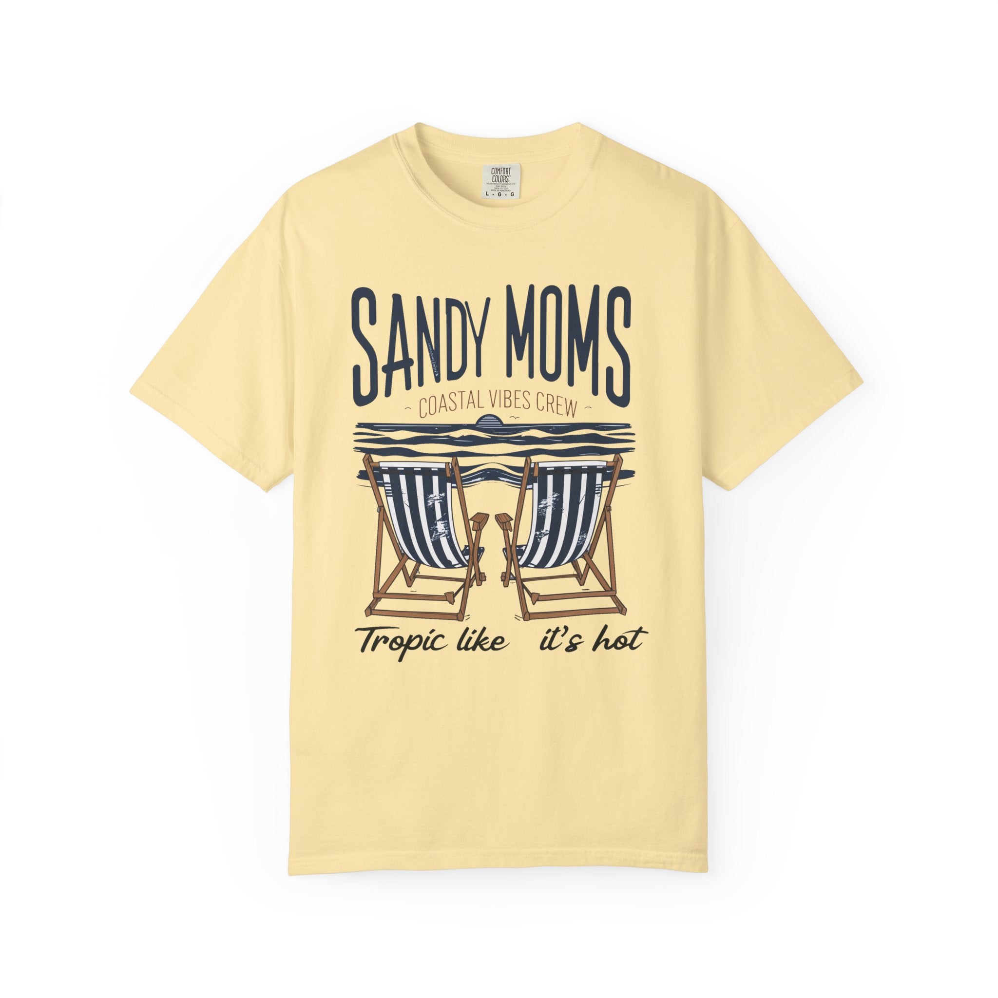 Sandy Moms Beach T-Shirt – Coastal Vibes, Deck Chair Graphic
