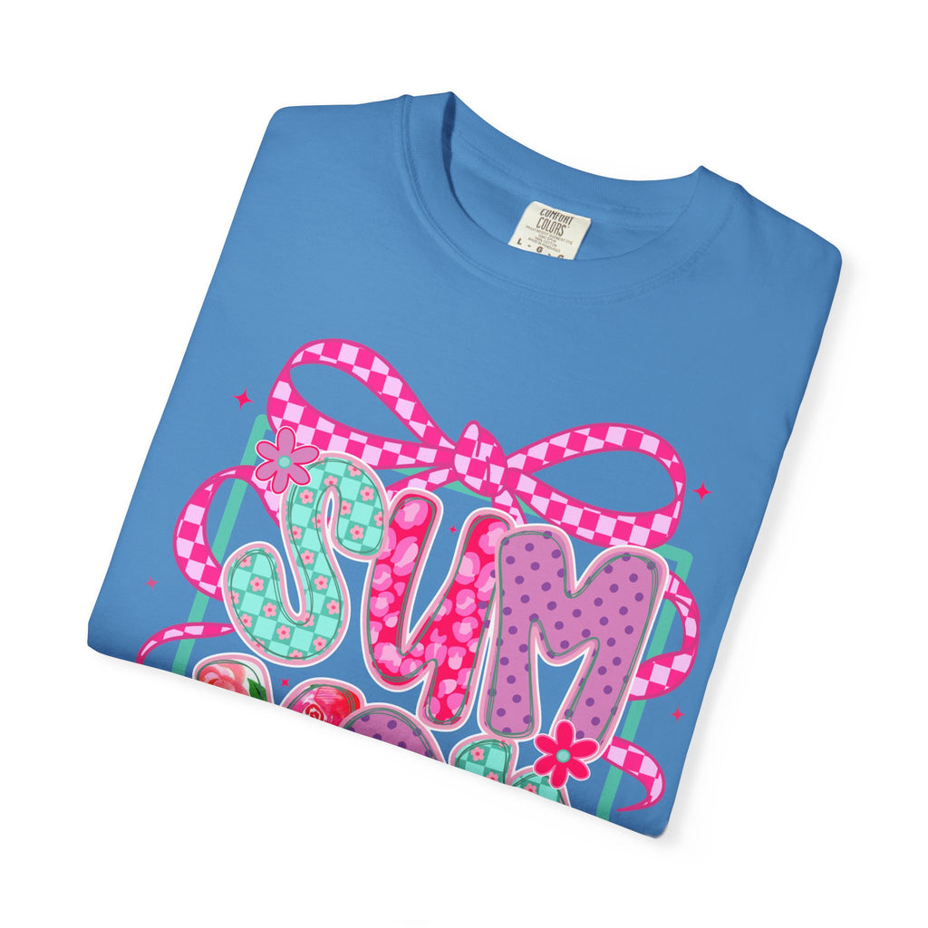 Summertime Vibes T-shirt | Colorful Floral Lettering, Bow & Ribbons