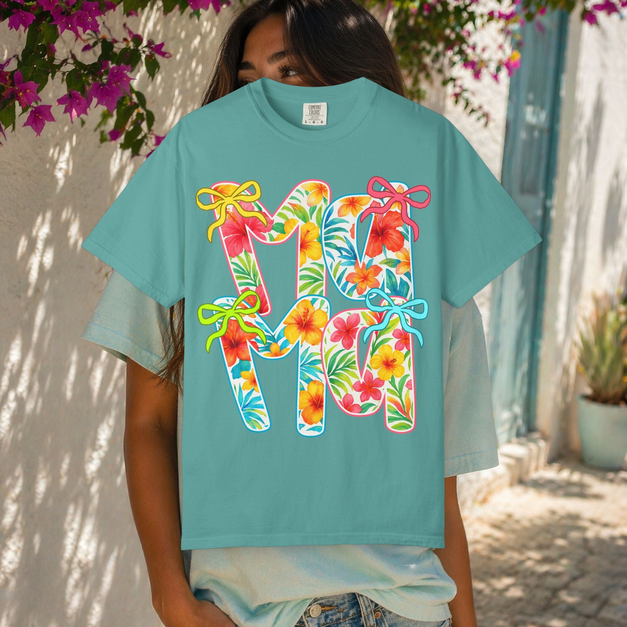 Floral Hawaiian M&M Graphic T-Shirt | Tropical Letterprint Tee