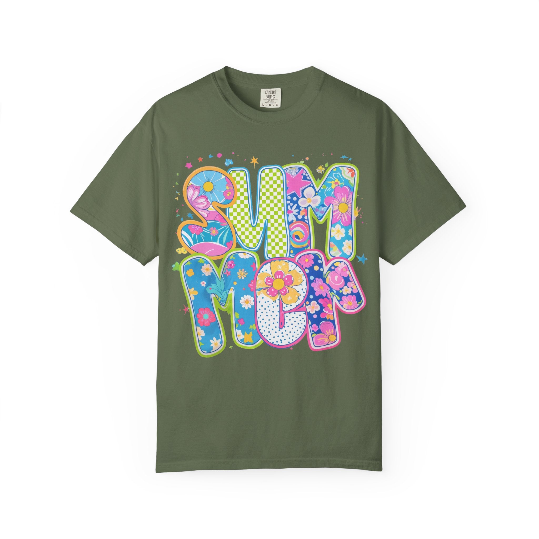 70s Retro 'Summer' Psychedelic Text T-Shirt | Flower Power, Bright Colors