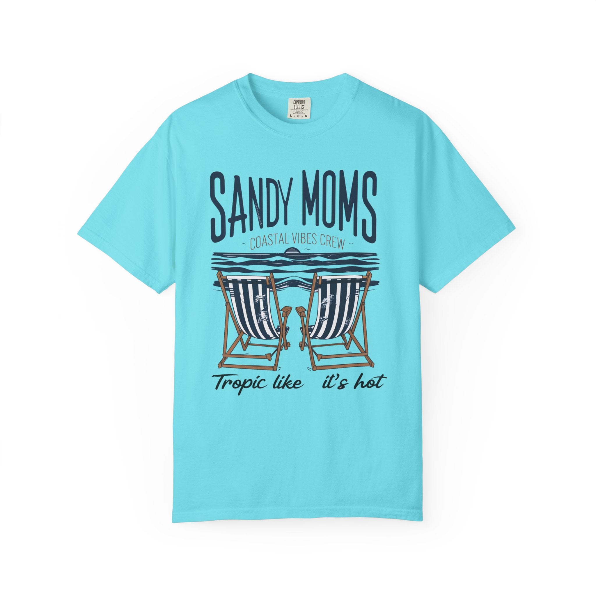 Sandy Moms Beach T-Shirt – Coastal Vibes, Deck Chair Graphic