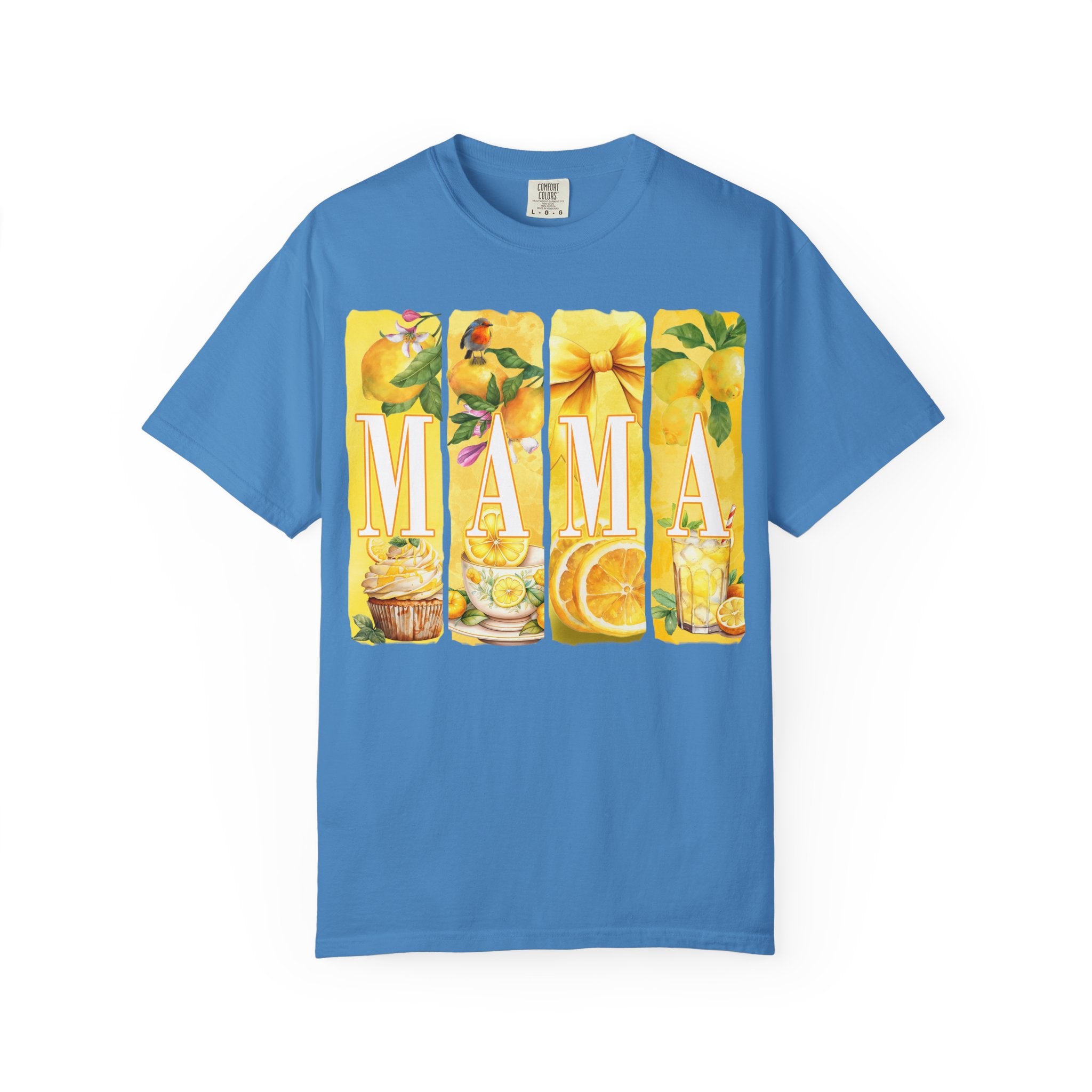 Mama Lemon Floral T-Shirt — Bright Yellow Botanical 'MAMA' Tee for Moms, Mother's Day Gift
