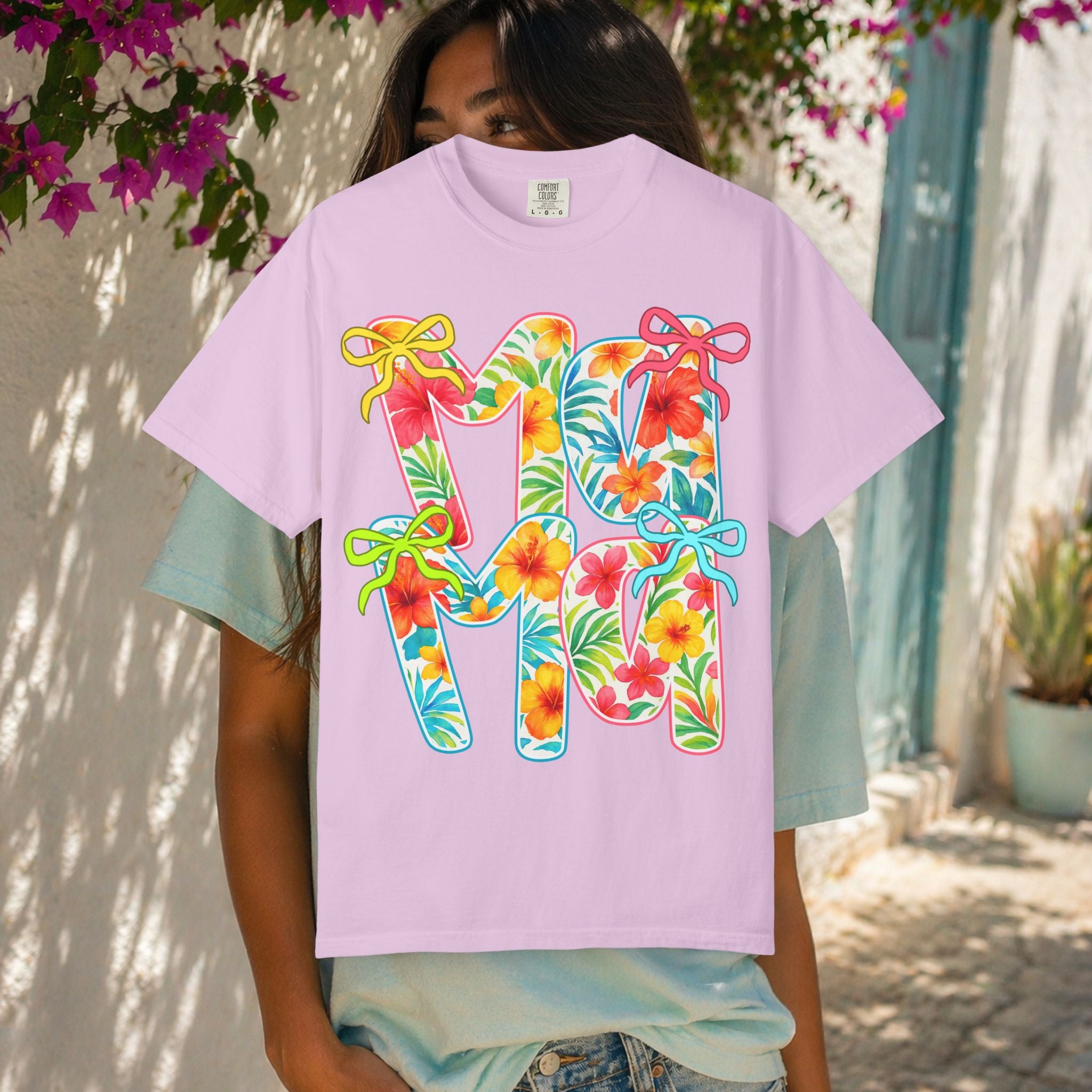 Floral Hawaiian M&M Graphic T-Shirt | Tropical Letterprint Tee