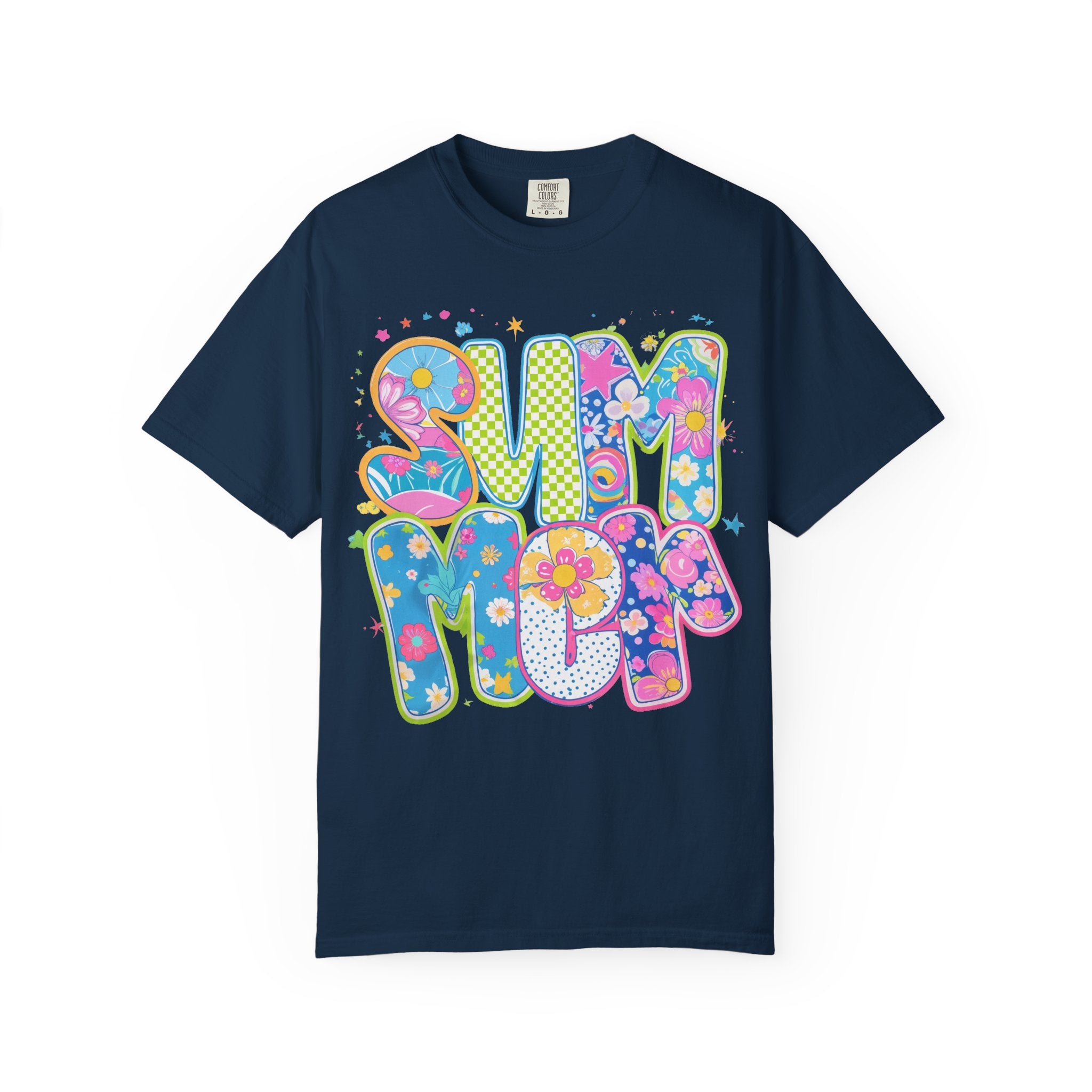 70s Retro 'Summer' Psychedelic Text T-Shirt | Flower Power, Bright Colors