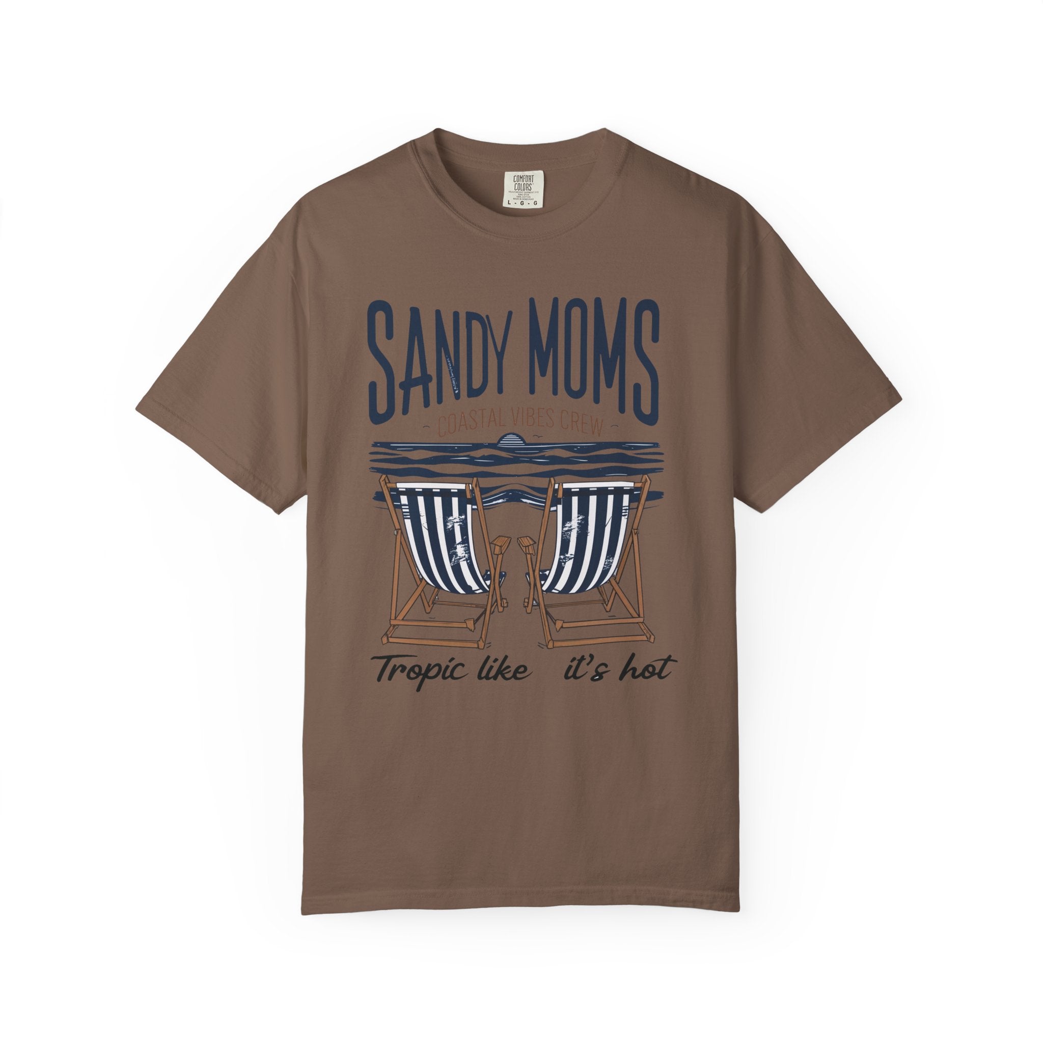 Sandy Moms Beach T-Shirt – Coastal Vibes, Deck Chair Graphic