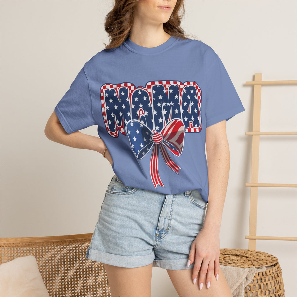 Mama Patriotic T-Shirt — American Flag Bow 4th of July Tee