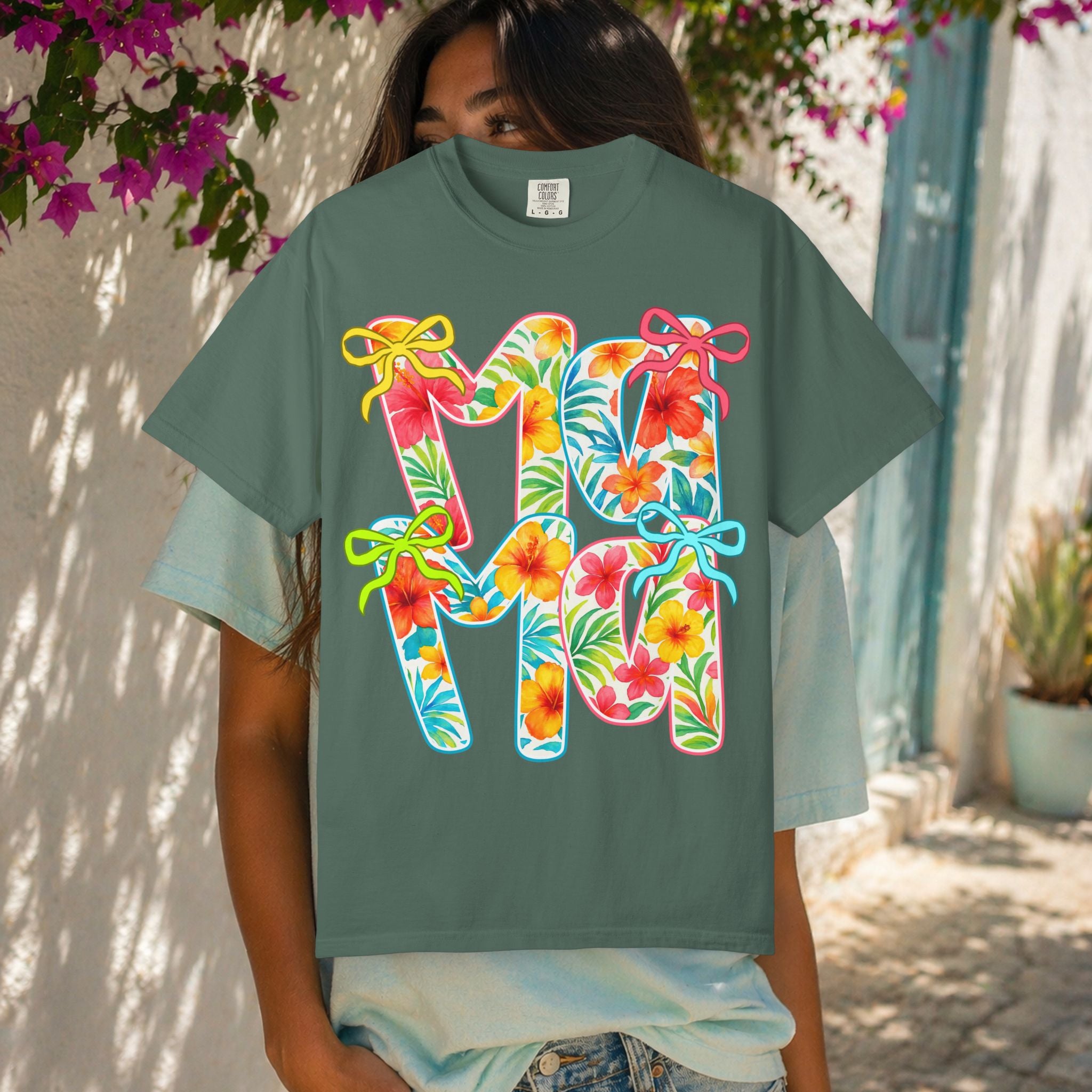 Floral Hawaiian M&M Graphic T-Shirt | Tropical Letterprint Tee