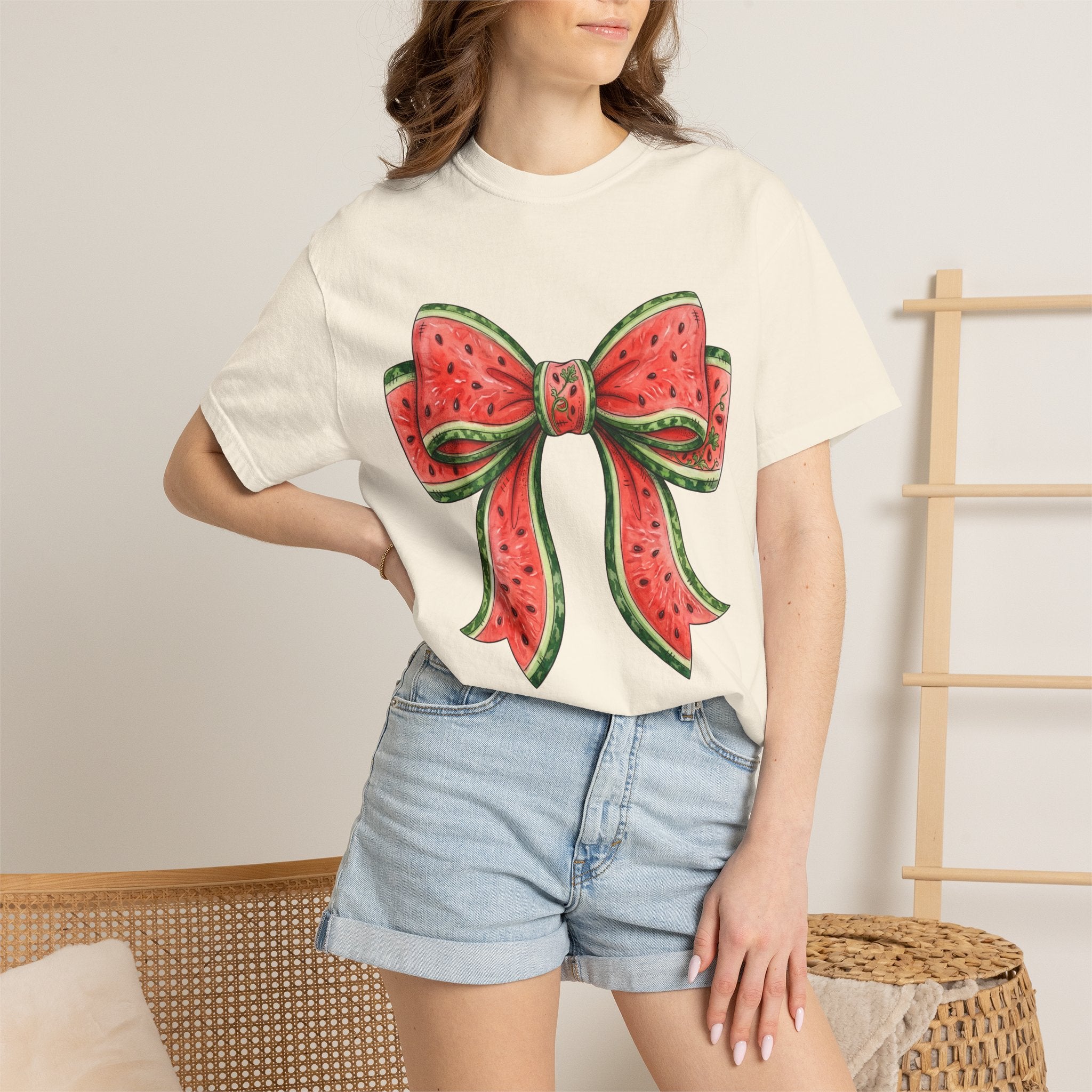 Watermelon Bow T-Shirt | Summer Fruit Graphic