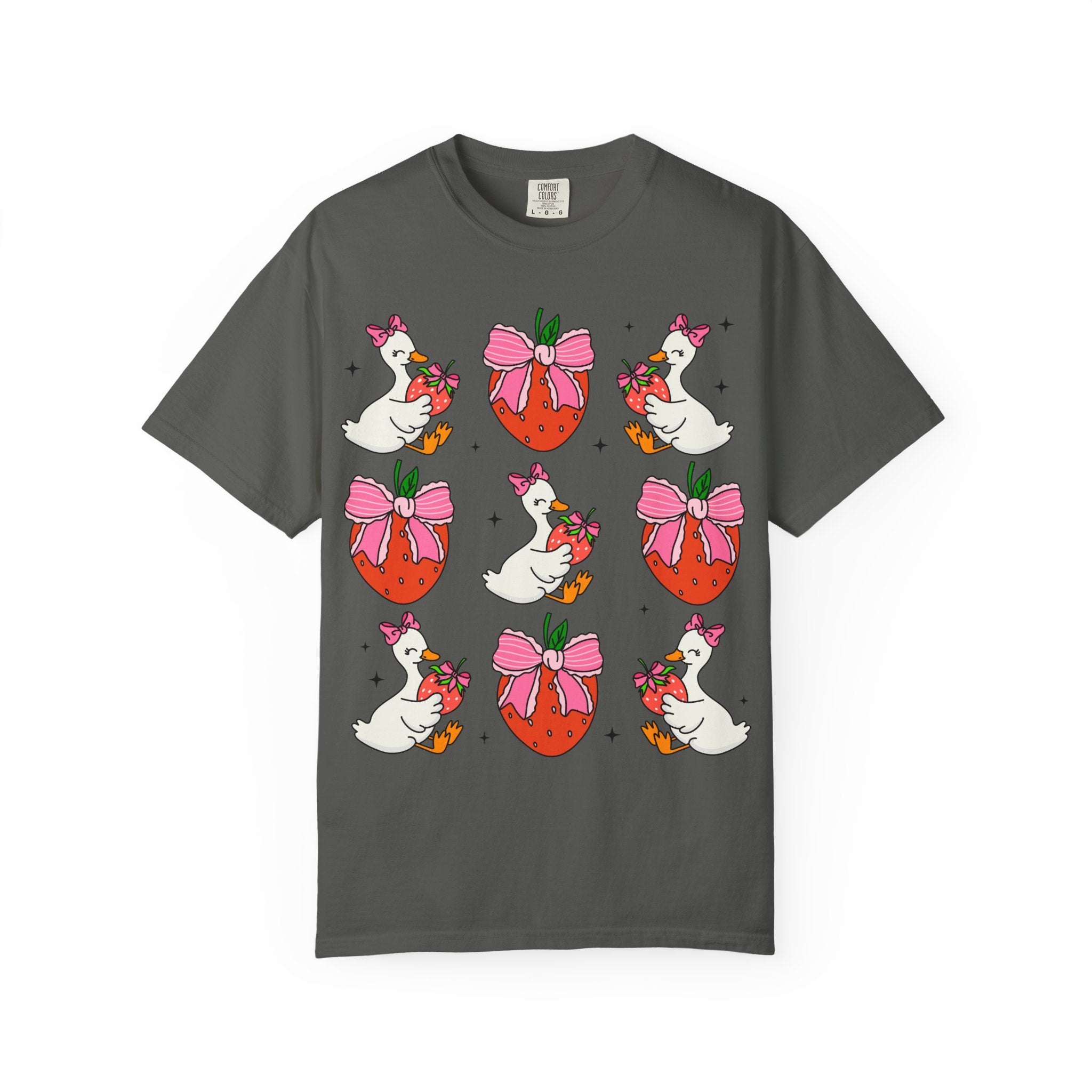 Strawberry Bow Ducks T-Shirt | Cute Strawberry Pattern Tee