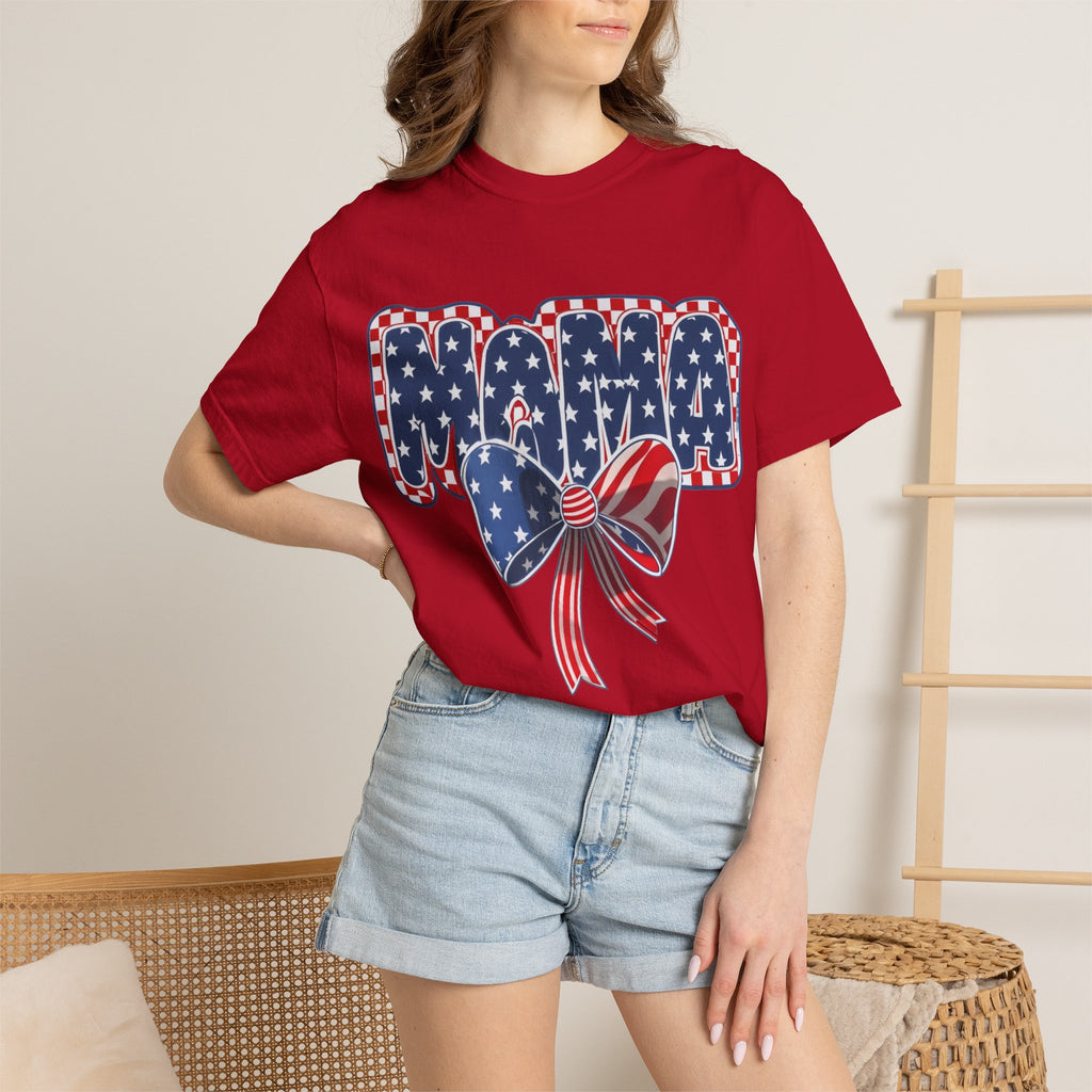 Mama Patriotic T-Shirt — American Flag Bow 4th of July Tee