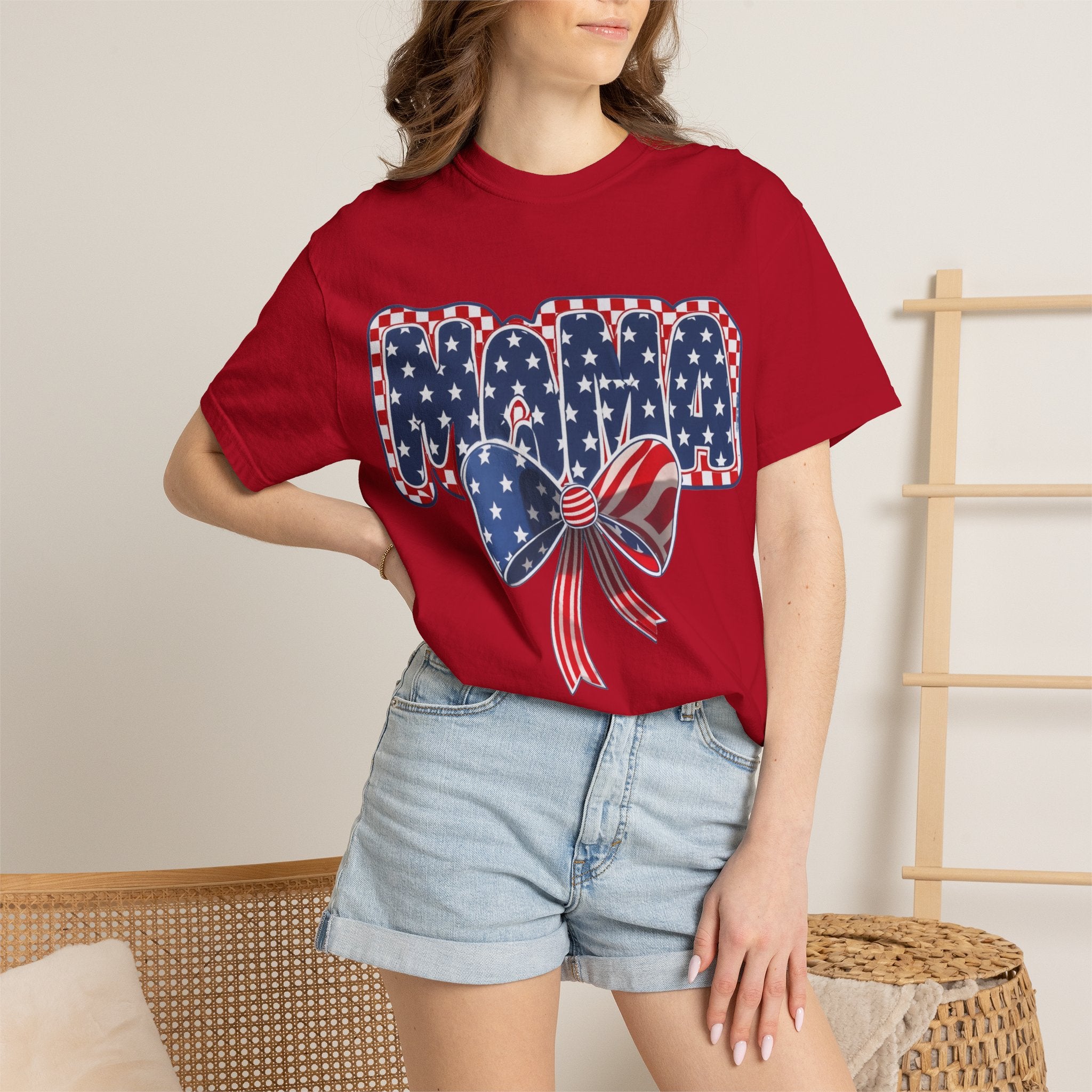 Mama Patriotic T-Shirt — American Flag Bow 4th of July Tee