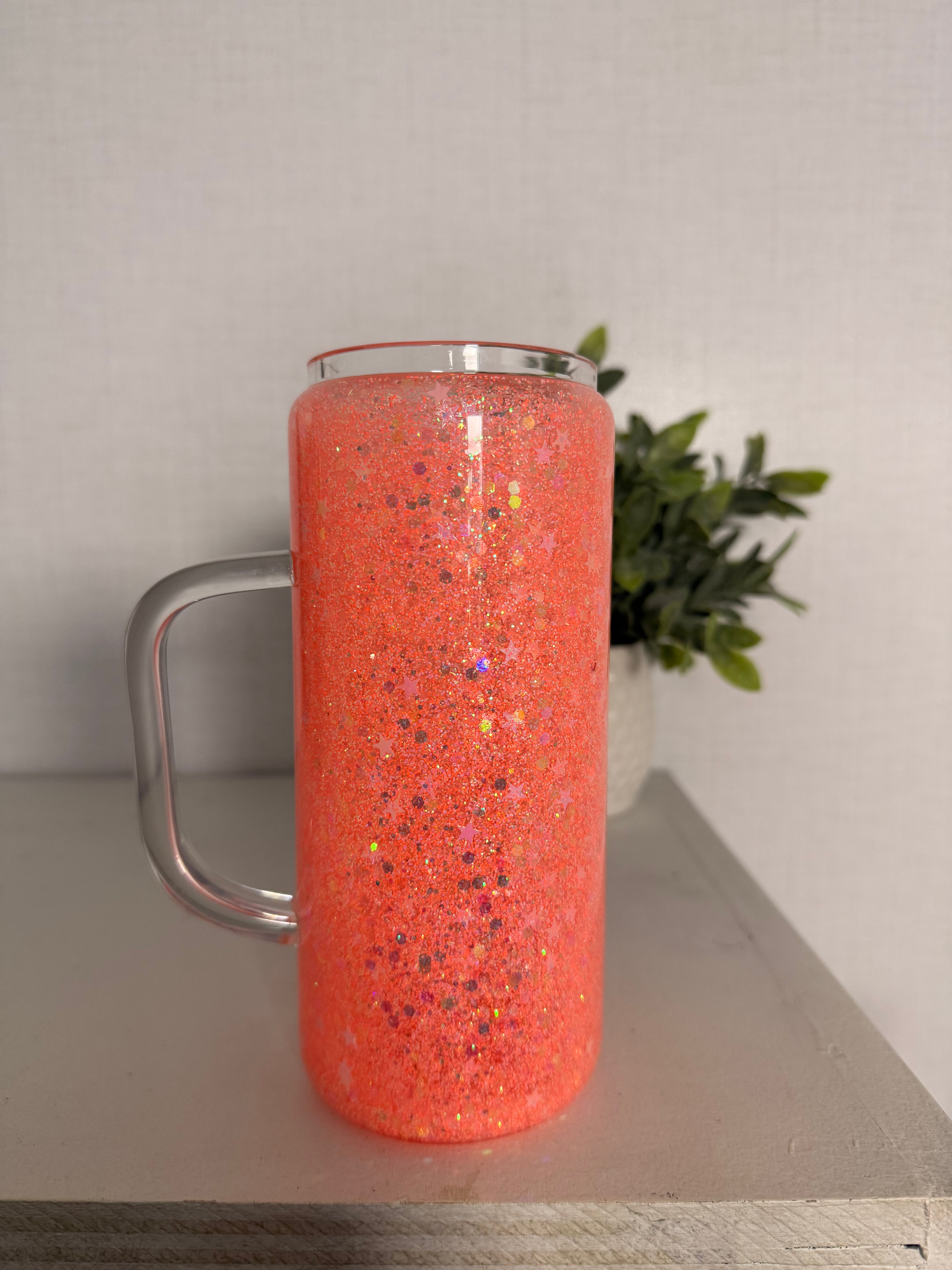CORAL GLITTER 20oz Glass Snow Globe