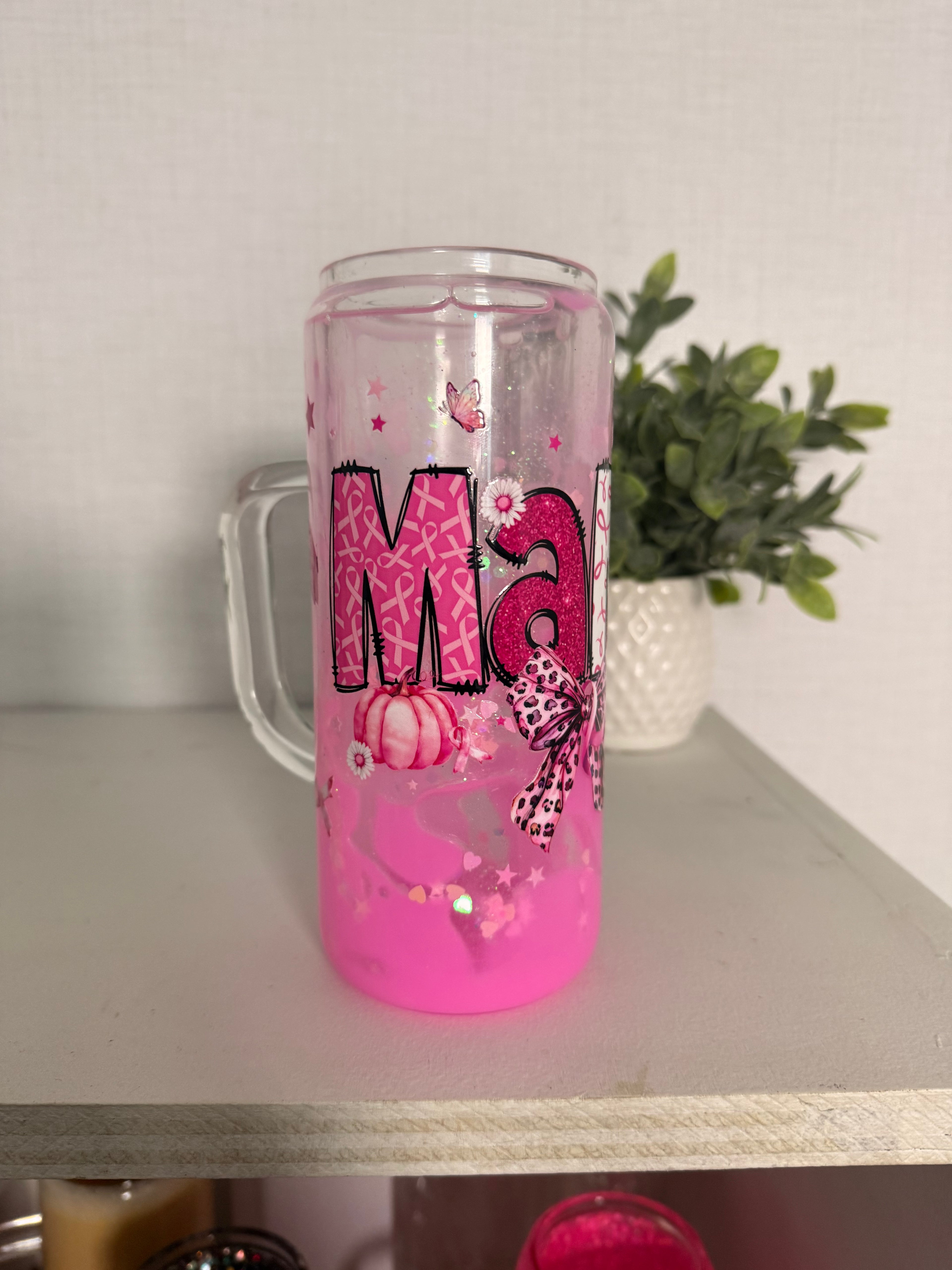 MAMA PINK LAVA 20oz Glass Snow Globe